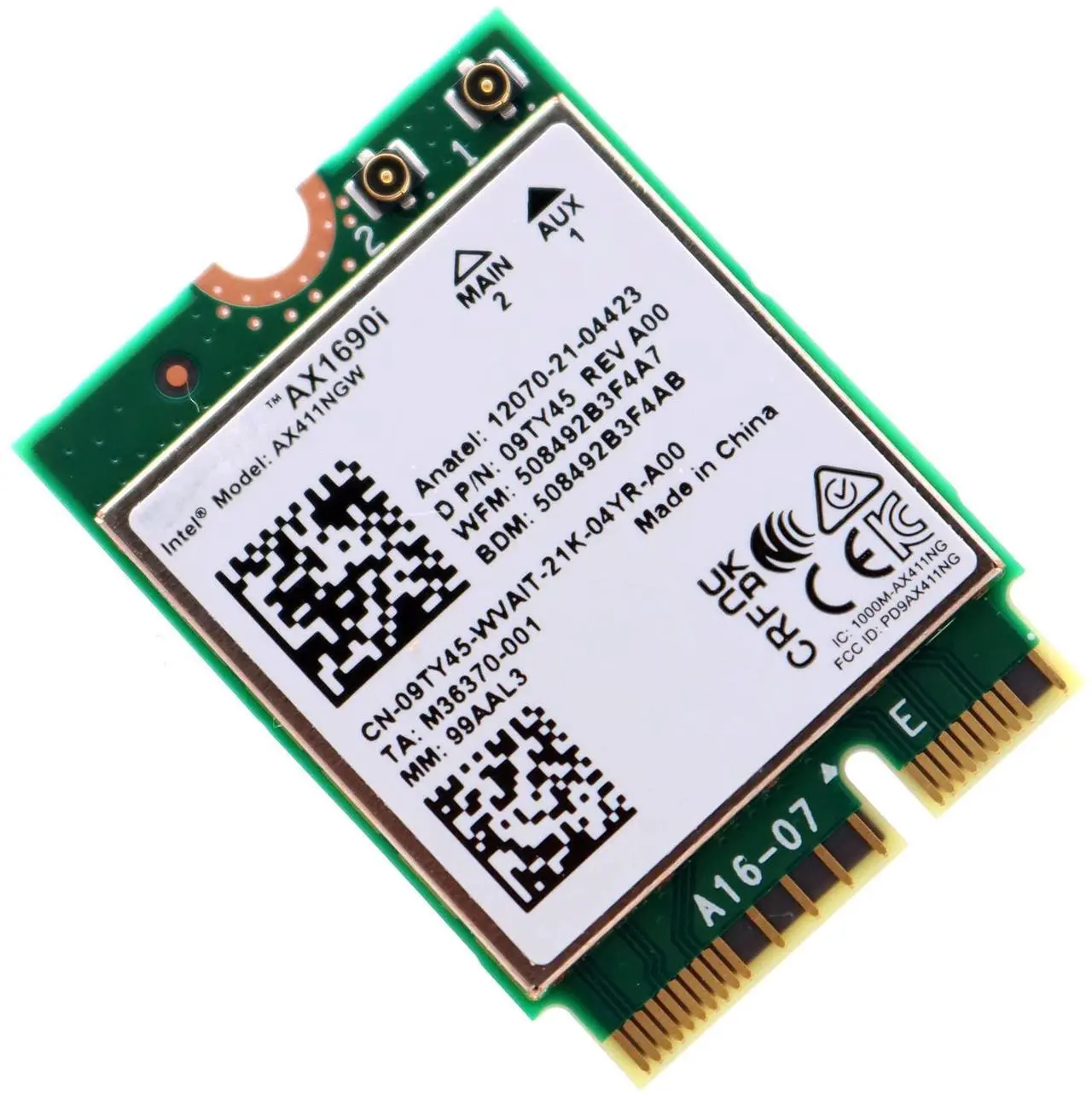 Main image of Deal4GO 1690i AX411NGW 802.11AX 6GHz Wi-Fi 6E M.2 CNVio2 Tri Band 2.4Gbps Wireless WiFi Adapter w/Bluetooth 5.3 9TY45 for Intel AX411 Windows 10/11
