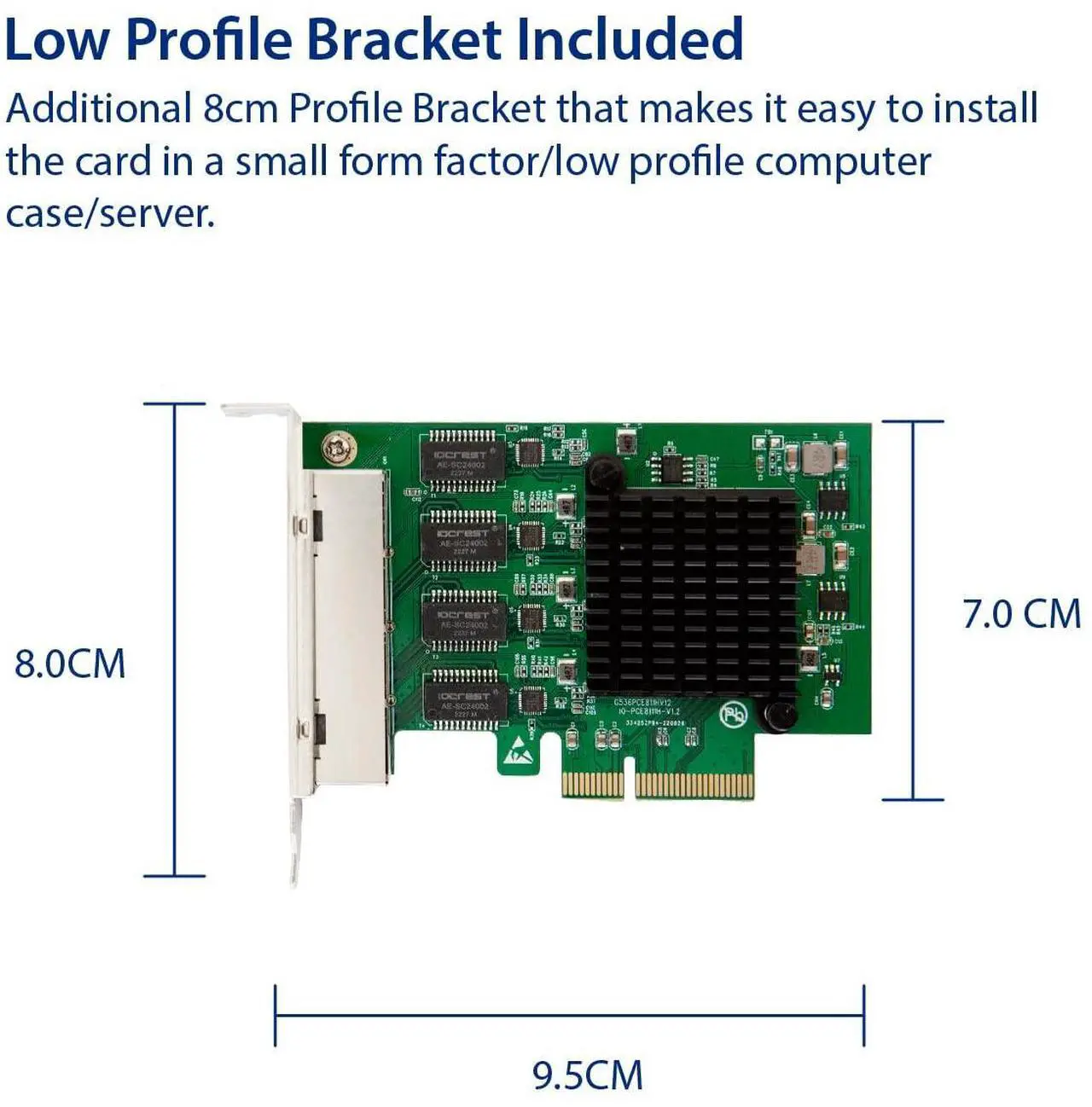 Alt view image 4 of 5 - IO CREST 4 Port Quad Gigabit Ethernet PCI Express 2.1 PCI-E x4 Network Interface Card (NIC) 10/100/1000 Mbps Realtek Chipset SI-PEX24085