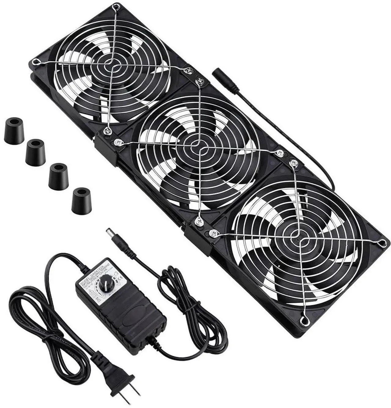 Main image of Wathai Dual Ball 3 x 120mm Computer Fan with AC Plug DC 12V Big Airflow Fans with 110V 120V 220V 240V AC Speed Controller for DIY Cabinet Chassis Machine Server Workstation Cooling