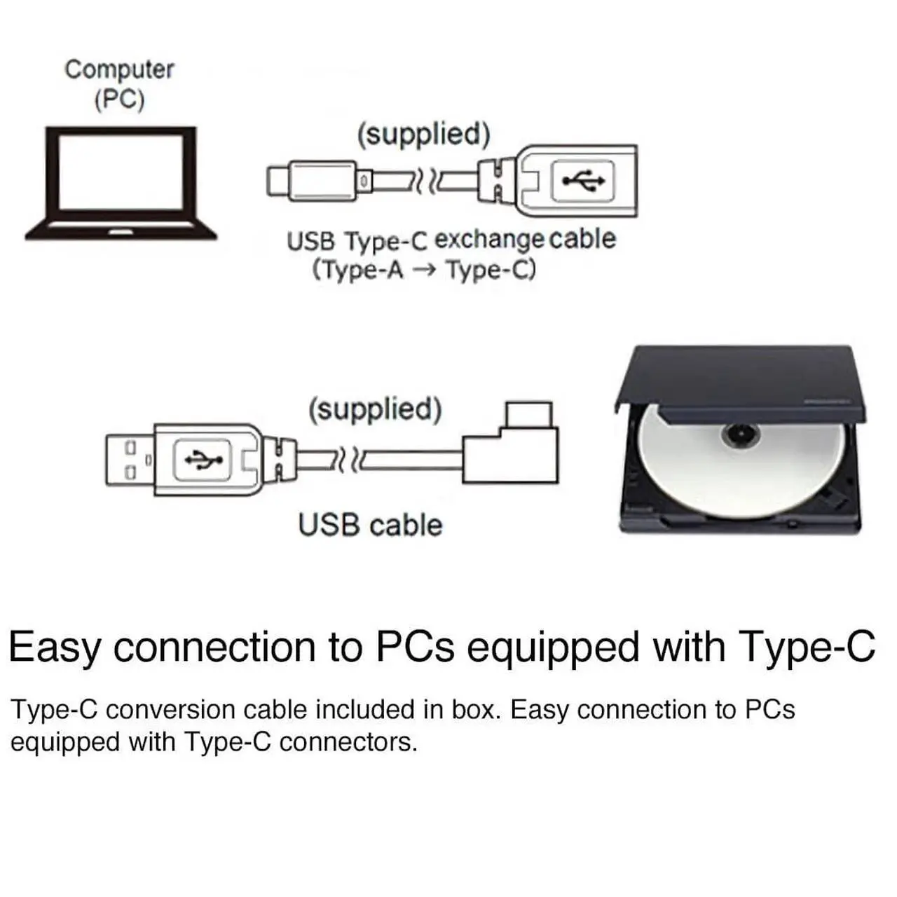 Alt view image 4 of 5 - Pioneer External Blu-ray Drive BDR-XD08UMB-S Matte-Black Body USB 3.2 Gen1 (USB Type-C) / 2.0 Slim Portable BD/DVD/CD Writer high-Grade Rubber Coating