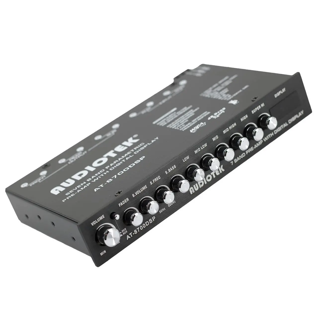 Alt view image 2 of 5 - Audiotek 8700DSP 1/2 Din 7 Band Car Audio Equalizer EQ Front, Rear + Sub Output, Up to 7V RMS of Output, Gold-Plated RCA connectors for Best Audio Output for Car, Boat, RV, RTV, Motorcycle