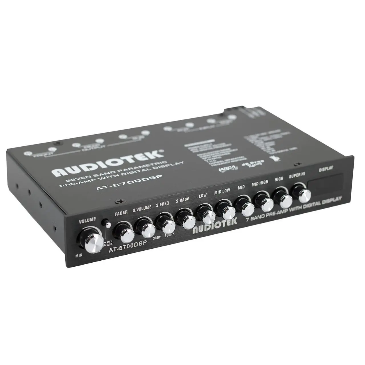 Alt view image 4 of 5 - Audiotek 8700DSP 1/2 Din 7 Band Car Audio Equalizer EQ Front, Rear + Sub Output, Up to 7V RMS of Output, Gold-Plated RCA connectors for Best Audio Output for Car, Boat, RV, RTV, Motorcycle