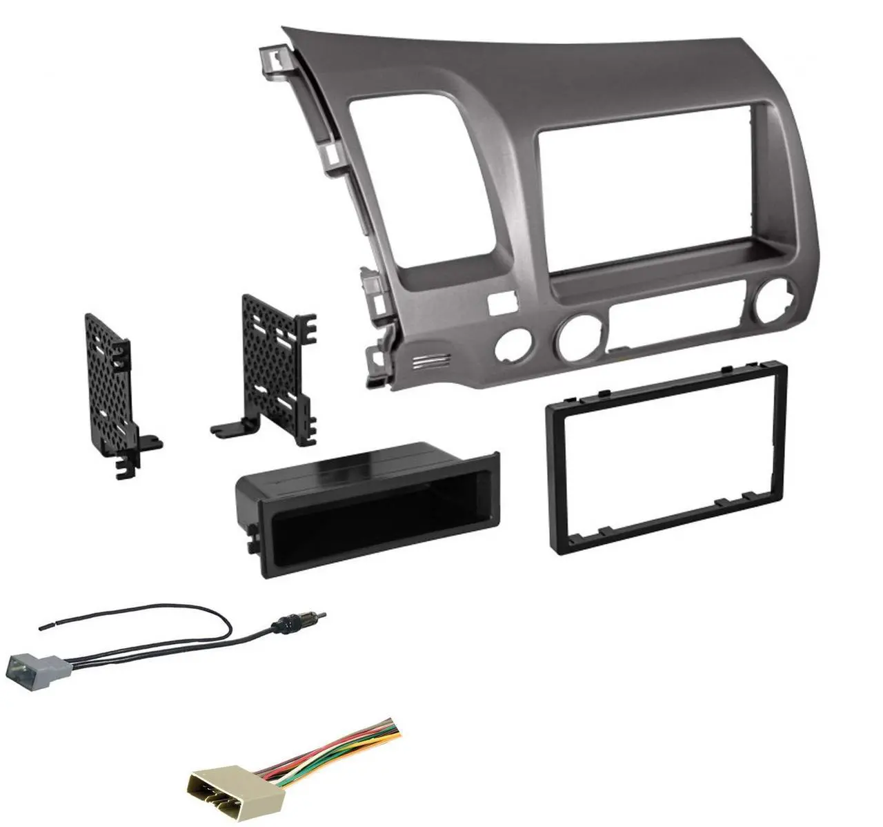 Main image of Metallic Taupe Double DIN Dash Kit for 2006-2011 Civic with Antenna Adapter & Harness, Compatible with All Trim Levels