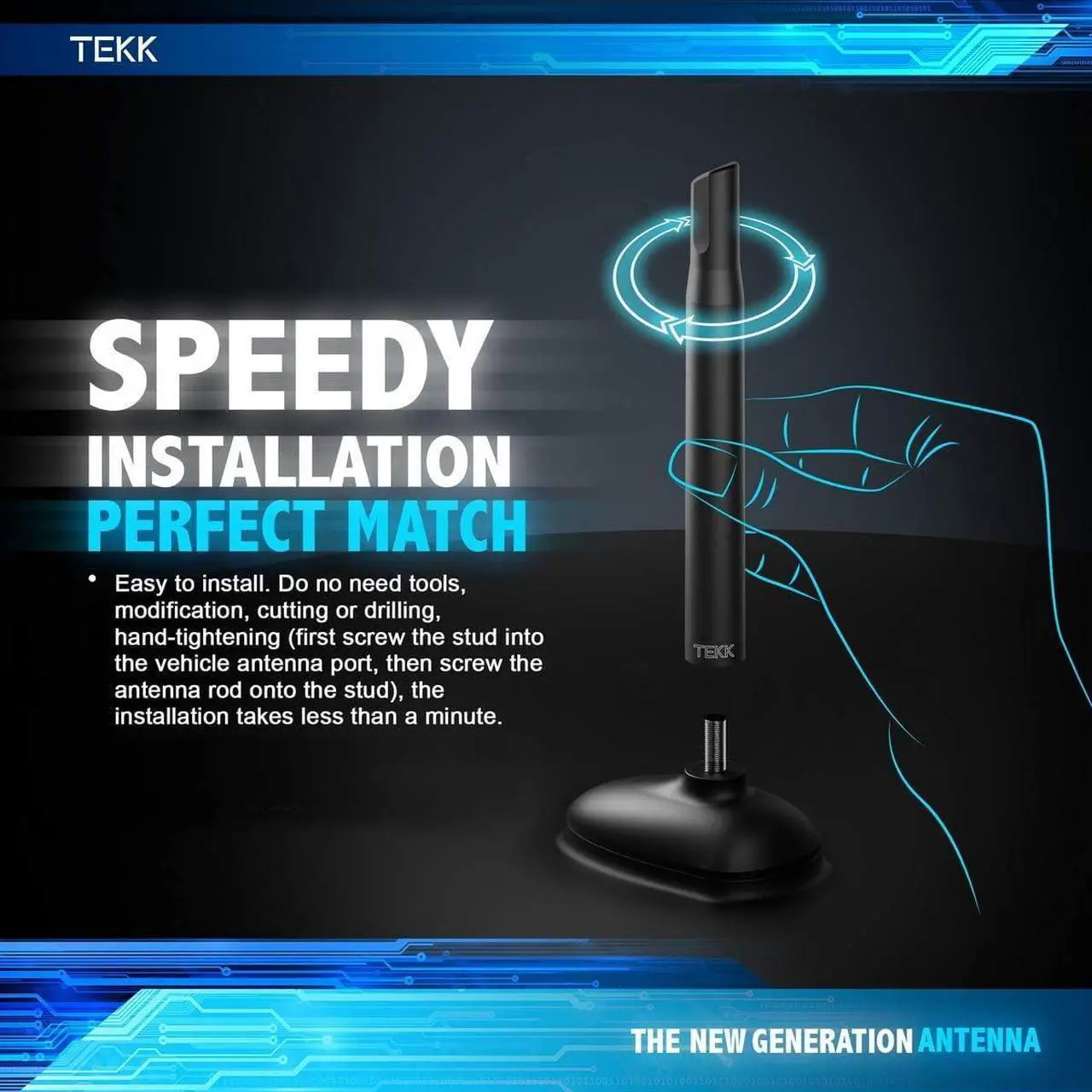 Alt view image 5 of 5 - Tekk Short Antenna Compatible with Sienna 2003-2014 / Designed for Optimized FM/AM Reception / 4.8 Inches