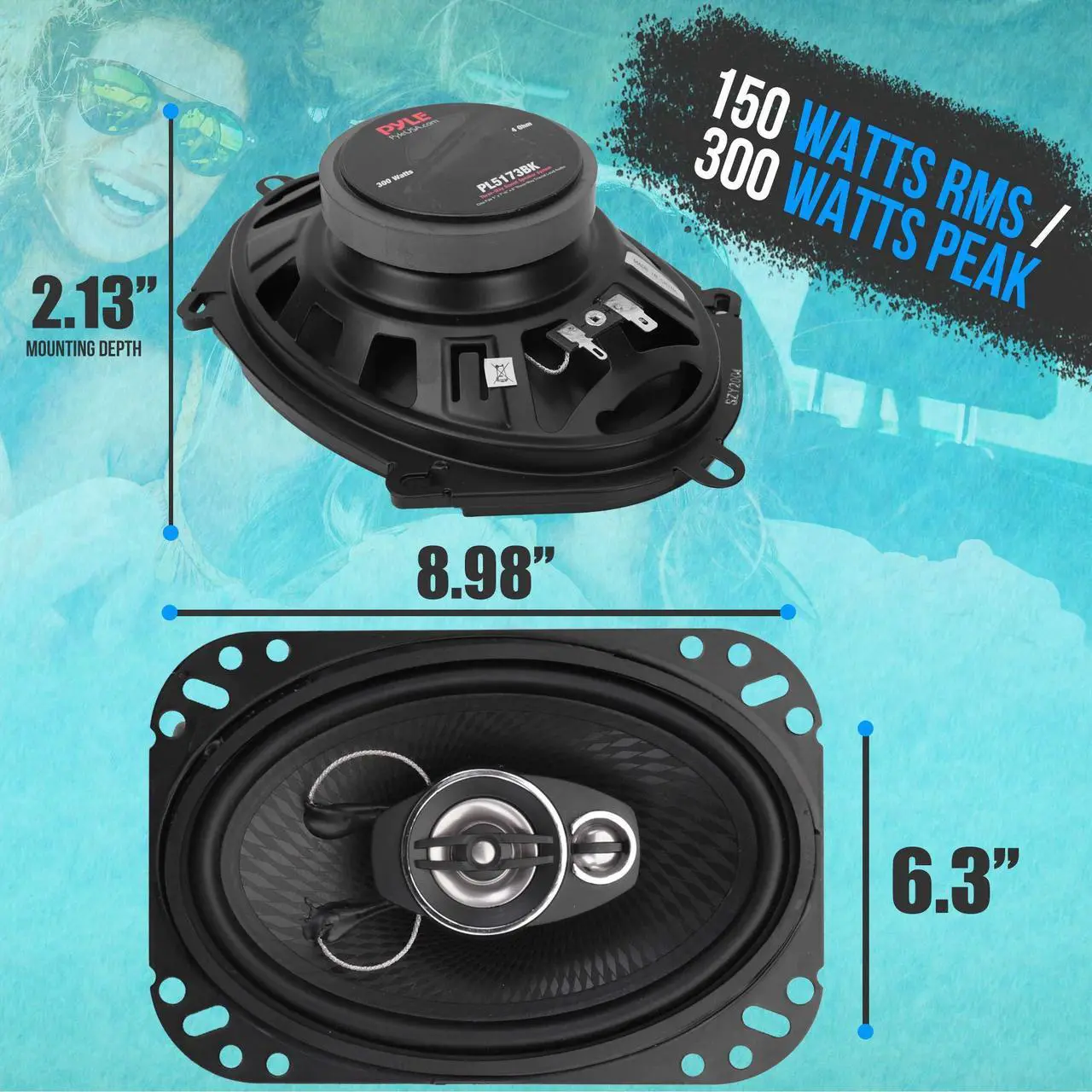 Alt view image 2 of 5 - Pyle 3-Way Universal Car Stereo Speakers - 300W 5x7 Triaxial Loud Pro Audio Car Speaker Universal Quick Replacement Component Speaker Vehicle Door/Side Panel Mount Compatible PL5173BK (Pair),black