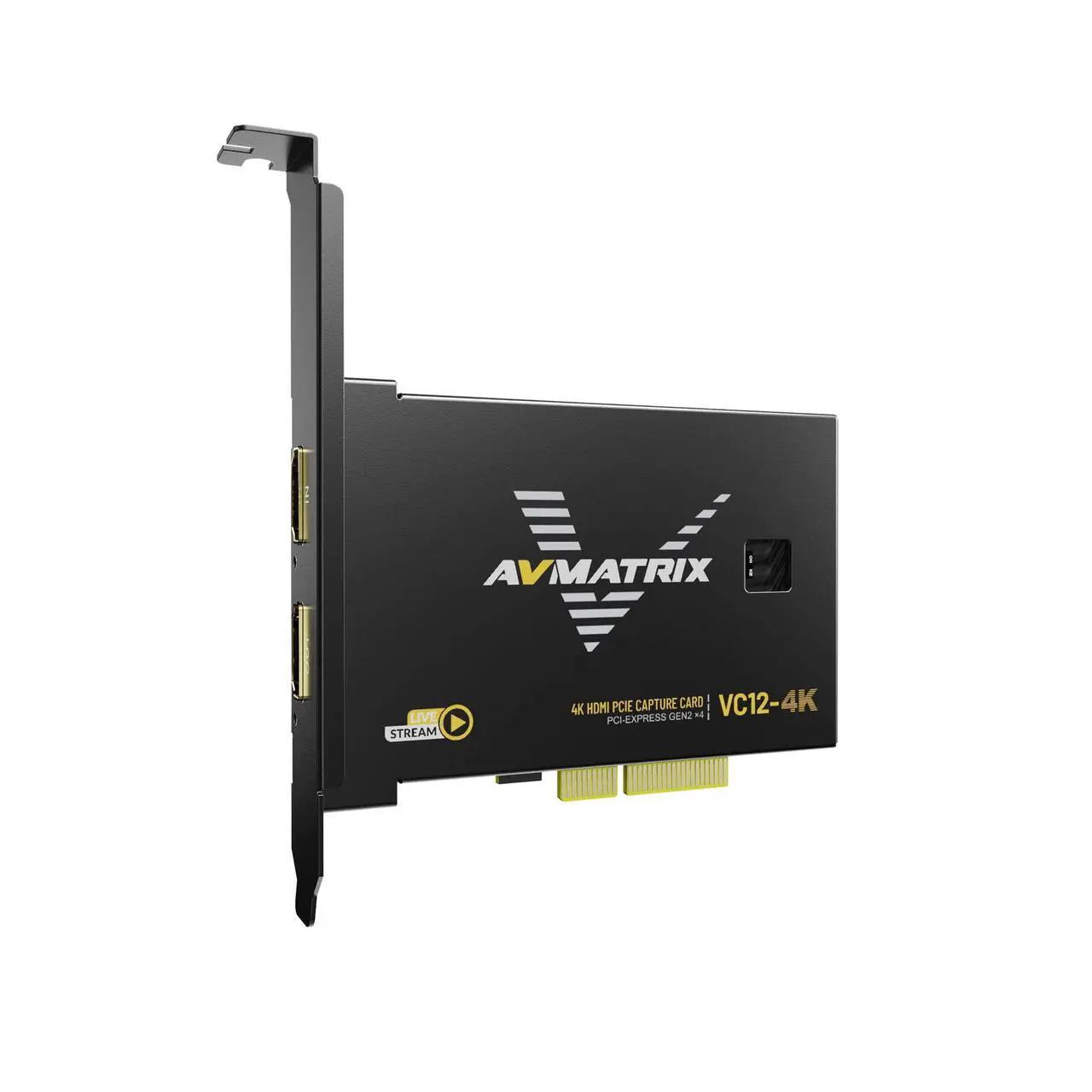 Alt view image 2 of 5 - AVMATRIX VC12-4K 4K HDMI PCIE Capture Card 1-Channel HDMI 2.0 Input Loop-Out Input and Capture Support up to 4K60 with bit Rates up to 800Mbps Support YUY2 uncompressed Video