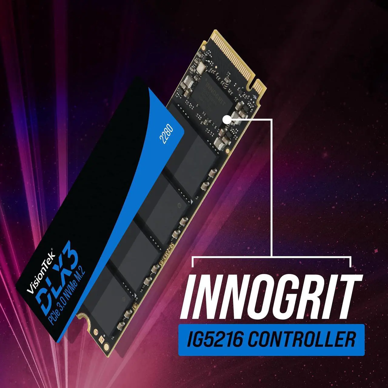 Alt view image 5 of 5 - VisionTek 2280 DLX3 M.2 SSD - 2TB - PCIe Gen 3.0 x4 NVMe - 3300MB/s Read, 2900MB/s Write  Laptops, Gaming PCs, Compatible Consoles