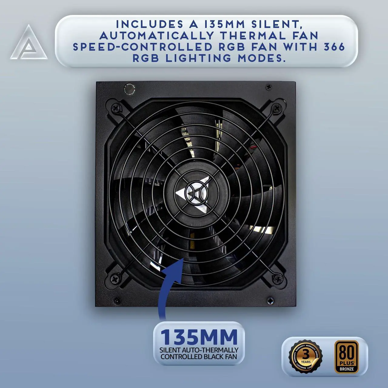 Alt view image 4 of 5 - Apevia ATX-JP1000W PCIe 5.0 & ATX 3.0 Ready Jupiter 1000W 80+ Bronze Certified, Gen 5 12VHPWR Connector, Active PFC ATX Gaming Power Supply