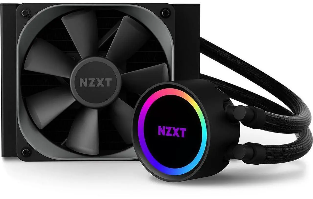 Alt view image 2 of 5 - NZXT Kraken 120 - RL-KR120-B1 - AIO RGB CPU Liquid Cooler - Quiet and Effective - Silent Operation - Ring RGB LEDs - Aer P 120mm Radiator Fans (Included),Black