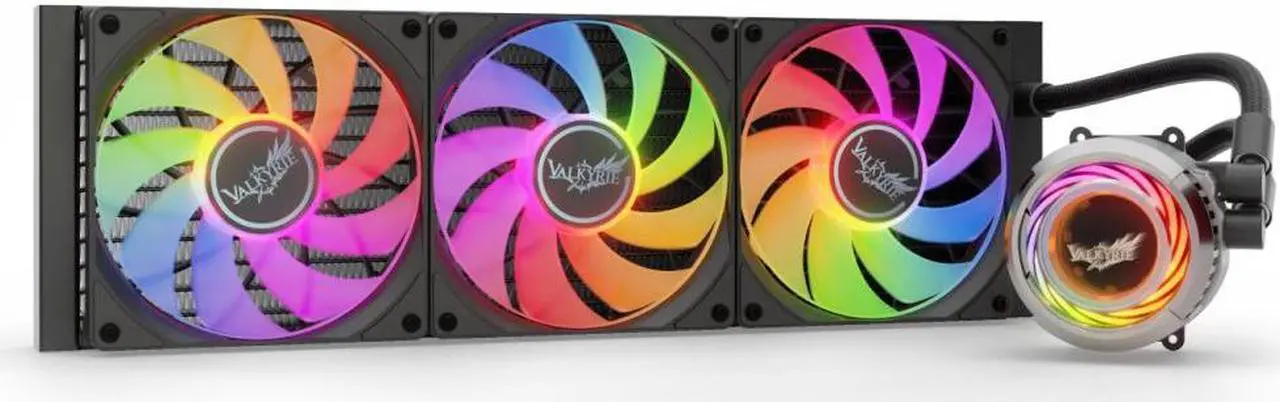 Main image of Valkyrie Jarn 360 Black - AIO CPU Liquid Cooler - ARGB LEDs - 3x Fluid Dynamic Bearing 120mm Fans - 5 Year Warranty - 360mm Radiator, Compatible with AM4/AM5, AMD Ryzen 5 5600, 5800x3d, LGA1700/1200