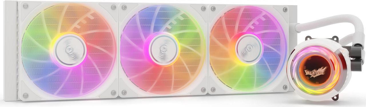 Alt view image 7 of 7 - Valkyrie Jarn 360 White - AIO CPU Liquid Cooler - ARGB LEDs - 3x Fluid Dynamic Bearing 120mm Fans - 5 Year Warranty - 360mm Radiator, Compatible with AM4/AM5, AMD Ryzen 5 5600, 5800x3d, LGA1700/1200