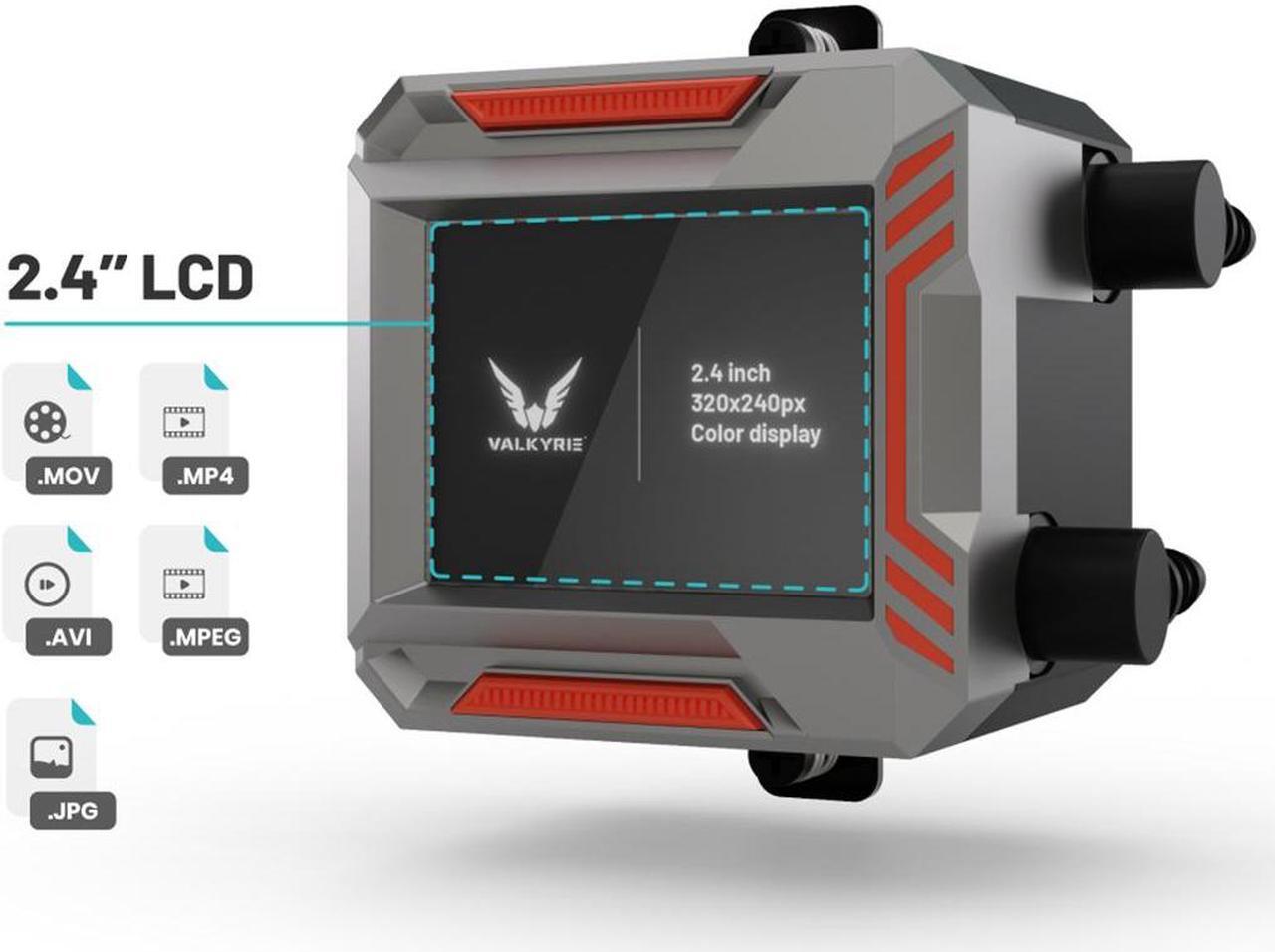 Alt view image 2 of 7 - Valkyrie Syn 240 Black - AIO CPU Liquid Cooler - LCD Screen Inside PC - 3x Fluid Dynamic Bearing X12 Fans, 240mm Water Cooler, Compatible w/ AMD AM4/AM5, Ryzen 7 7800x3d, Intel 14900k, LGA1700/1200