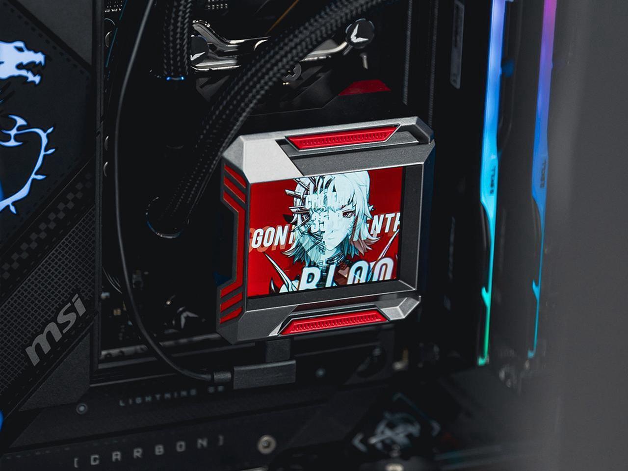 Alt view image 6 of 7 - Valkyrie Syn 240 Black - AIO CPU Liquid Cooler - LCD Screen Inside PC - 3x Fluid Dynamic Bearing X12 Fans, 240mm Water Cooler, Compatible w/ AMD AM4/AM5, Ryzen 7 7800x3d, Intel 14900k, LGA1700/1200