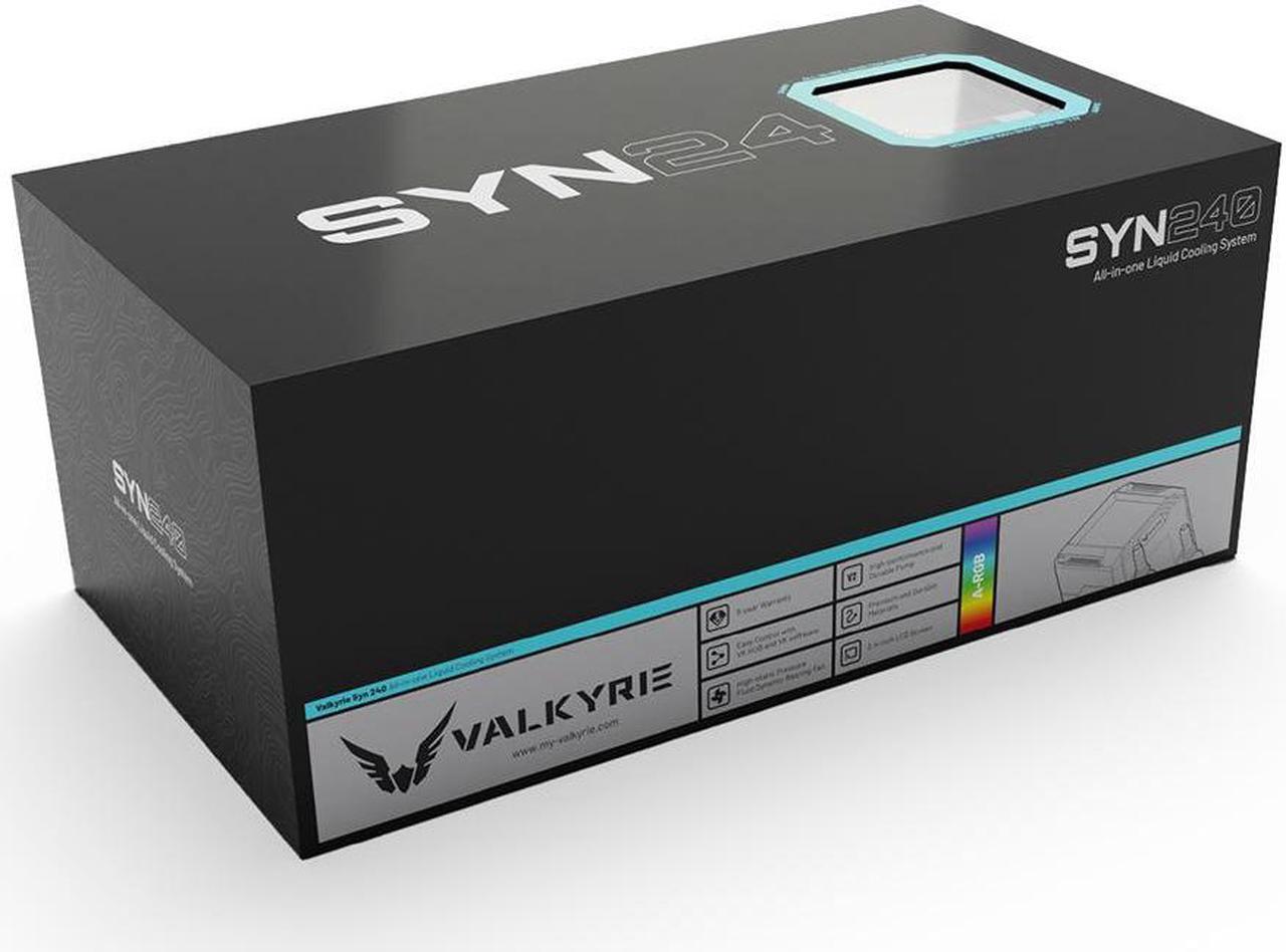 Alt view image 5 of 7 - Valkyrie Syn 240 Black - AIO CPU Liquid Cooler - LCD Screen Inside PC - 3x Fluid Dynamic Bearing X12 Fans, 240mm Water Cooler, Compatible w/ AMD AM4/AM5, Ryzen 7 7800x3d, Intel 14900k, LGA1700/1200