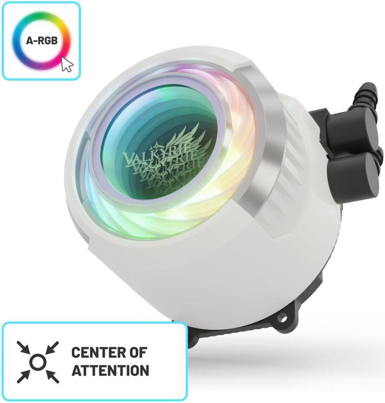 Alt view image 3 of 7 - Valkyrie Jarn 360 White - AIO CPU Liquid Cooler - ARGB LEDs - 3x Fluid Dynamic Bearing 120mm Fans - 5 Year Warranty - 360mm Radiator, Compatible with AM4/AM5, AMD Ryzen 5 5600, 5800x3d, LGA1700/1200