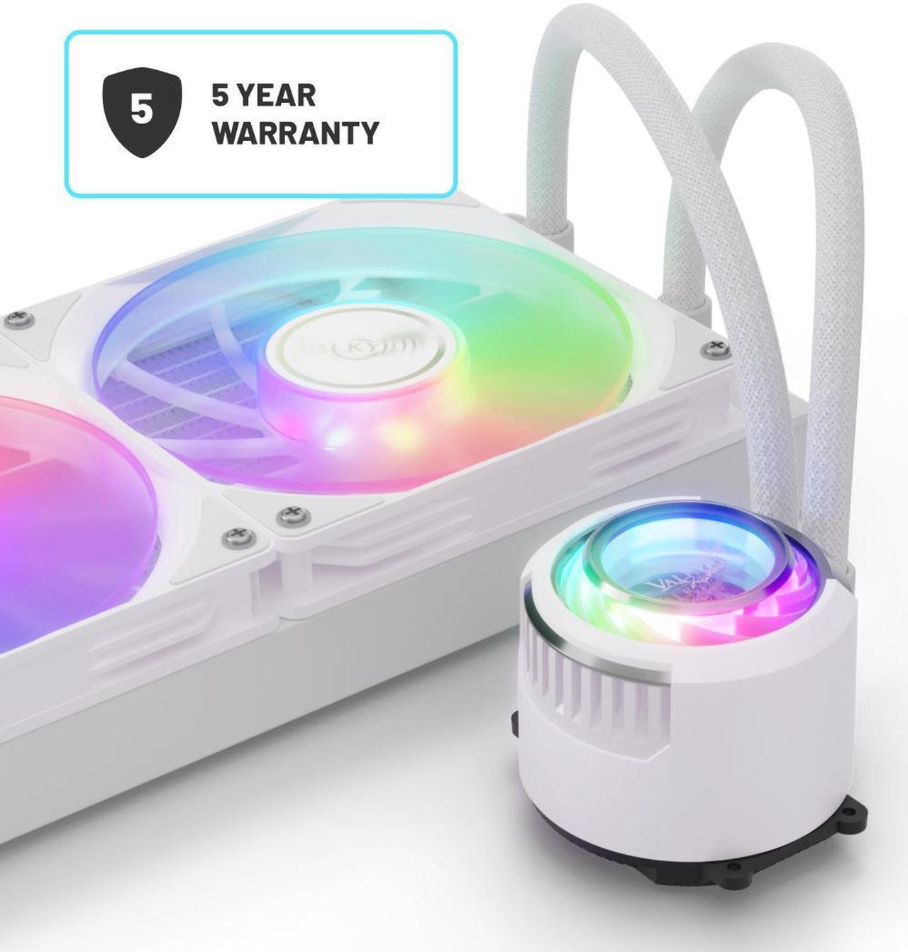 Alt view image 2 of 7 - Valkyrie Jarn 360 White - AIO CPU Liquid Cooler - ARGB LEDs - 3x Fluid Dynamic Bearing 120mm Fans - 5 Year Warranty - 360mm Radiator, Compatible with AM4/AM5, AMD Ryzen 5 5600, 5800x3d, LGA1700/1200