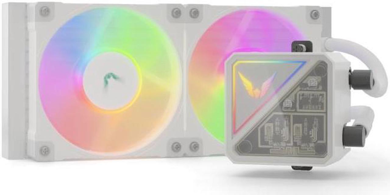 Alt view image 2 of 5 - Valkyrie V240 Lite AIO CPU Liquid Cooler - White, 240mm, RGB LEDs, FDB 120mm Fans 2150RPM, 2800RPM Pump, Fits AMD AM5/AM4, Intel LGA 1851, AMD Ryzen 9900x, 7800x3D, Intel Core Ultra 245K, 265K, 285K