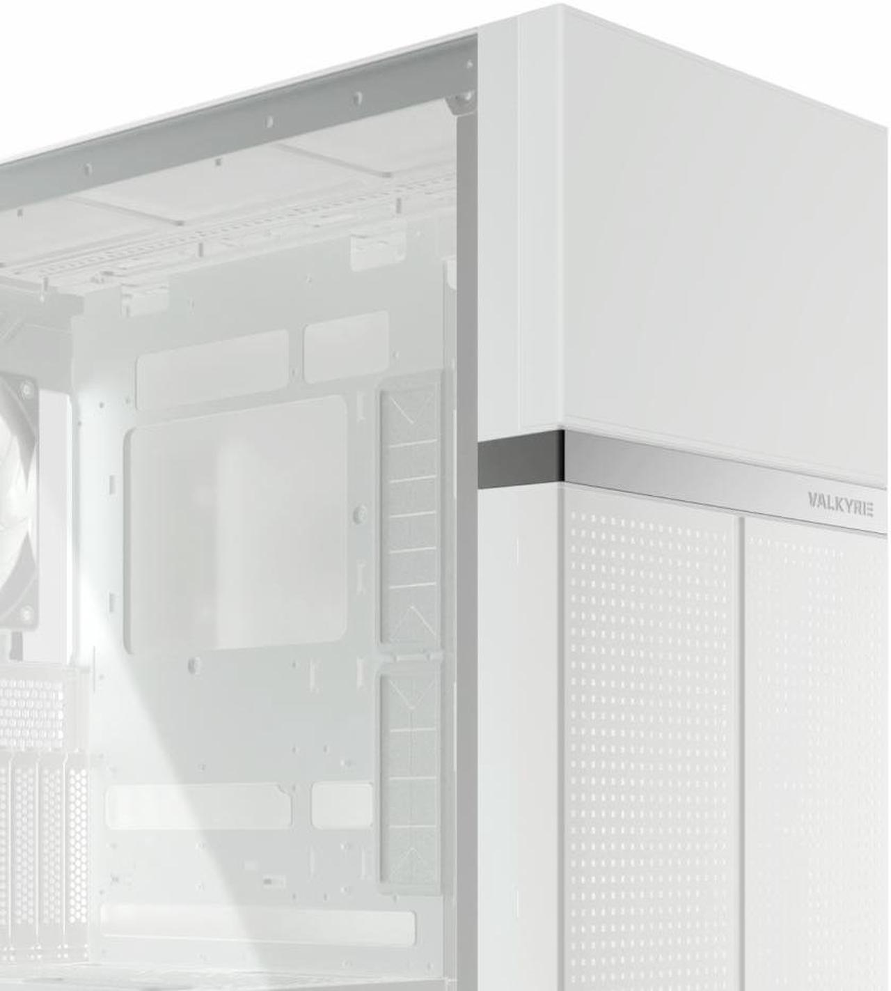 Alt view image 3 of 4 - Valkyrie VK02-Lite Mid Tower ATX PC Case - White, Tempered Glass Panel, 360/420mm Radiator Support, ARGB Lighting, Cable Management System, High Airflow Optimized Cooling, 1x V14 Fan Included