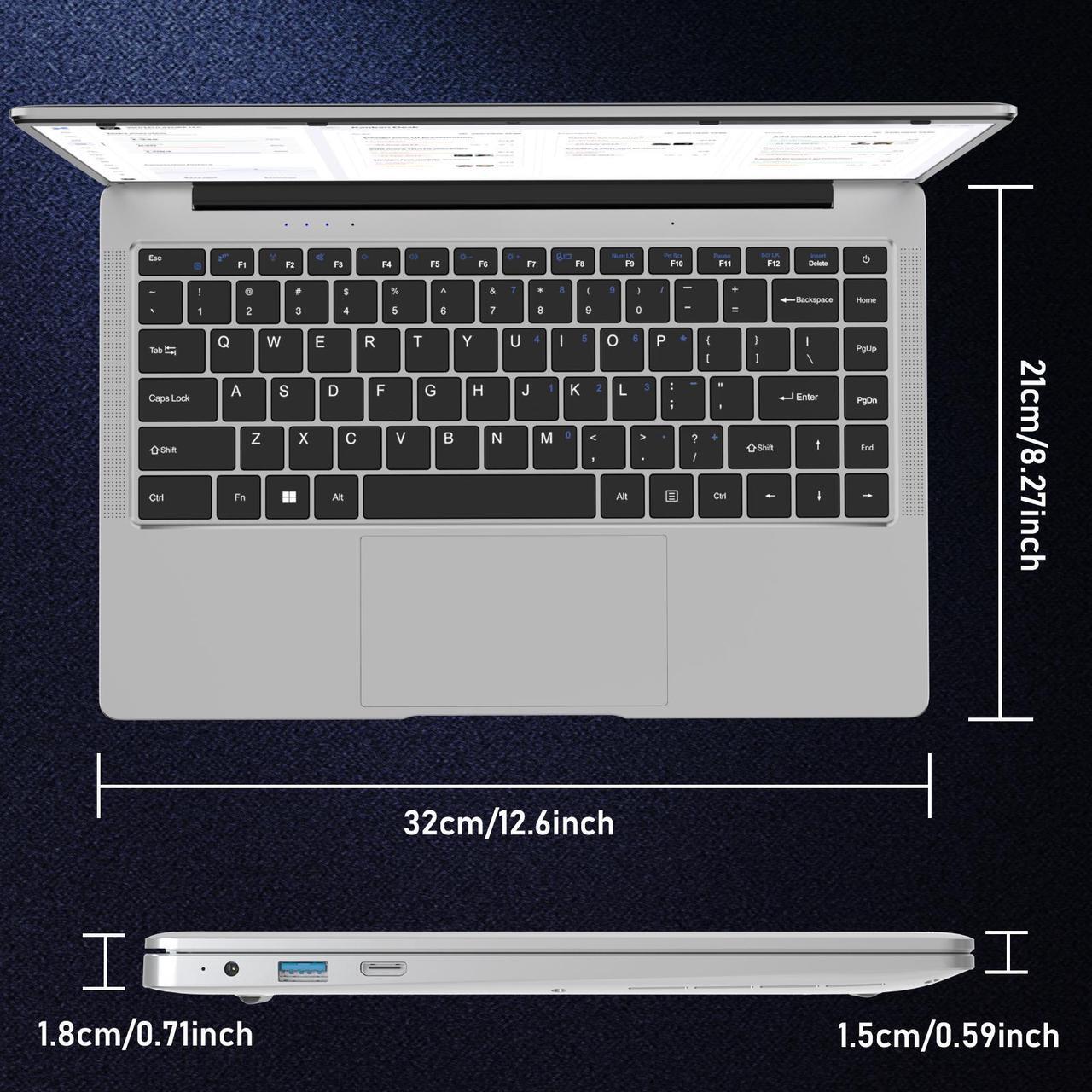 Alt view image 8 of 7 - Auusda 14.1" Laptop Computer, 8GB DDR4 512GB SSD, Intel Celeron J4125 (2.0-2.7GHz), Windows 11 Pro, Intel UHD Graphics 600 Home Notebook, Wifi+Bluetooth, Silver