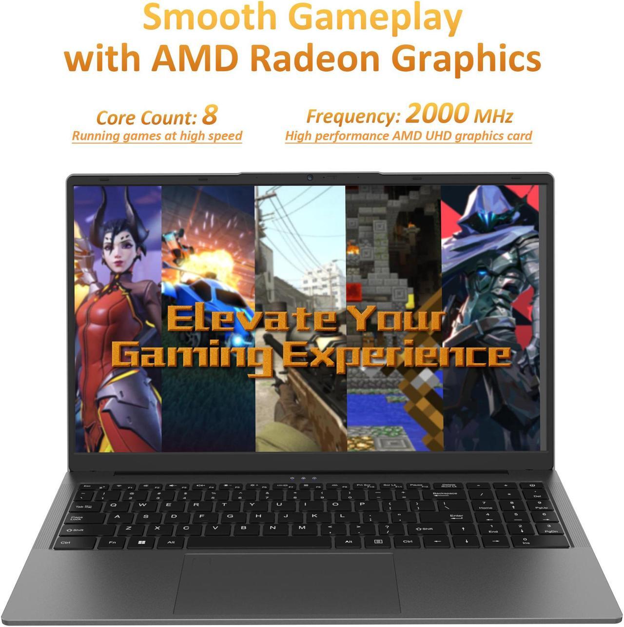 Alt view image 5 of 7 - Auusda 15.6" Gaming Laptop AMD Ryzen 7 5825U 2.0-4.5GHz, 32GB DDR4 RAM, 1TB NVME SSD, Windows 11 Pro Laptop Computer, Dual Channel SODIMM*2, Slot*2, Backlit, Fingerprint, Webcam Switch, Gray