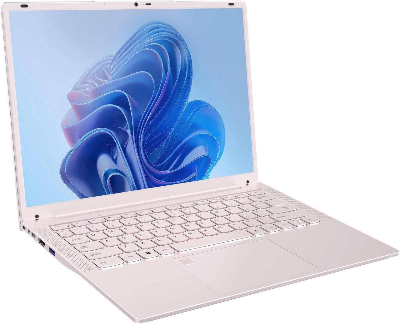 Alt view image 2 of 7 - Auusda 14.1" Windows 11 Pro Laptop, 8GB RAM 256GB SSD, Intel Celeron N5105 CPU Home Computer, 2K Display Screen, Backlight, Fingerprint, Webcam Switch, Type-C, Pink