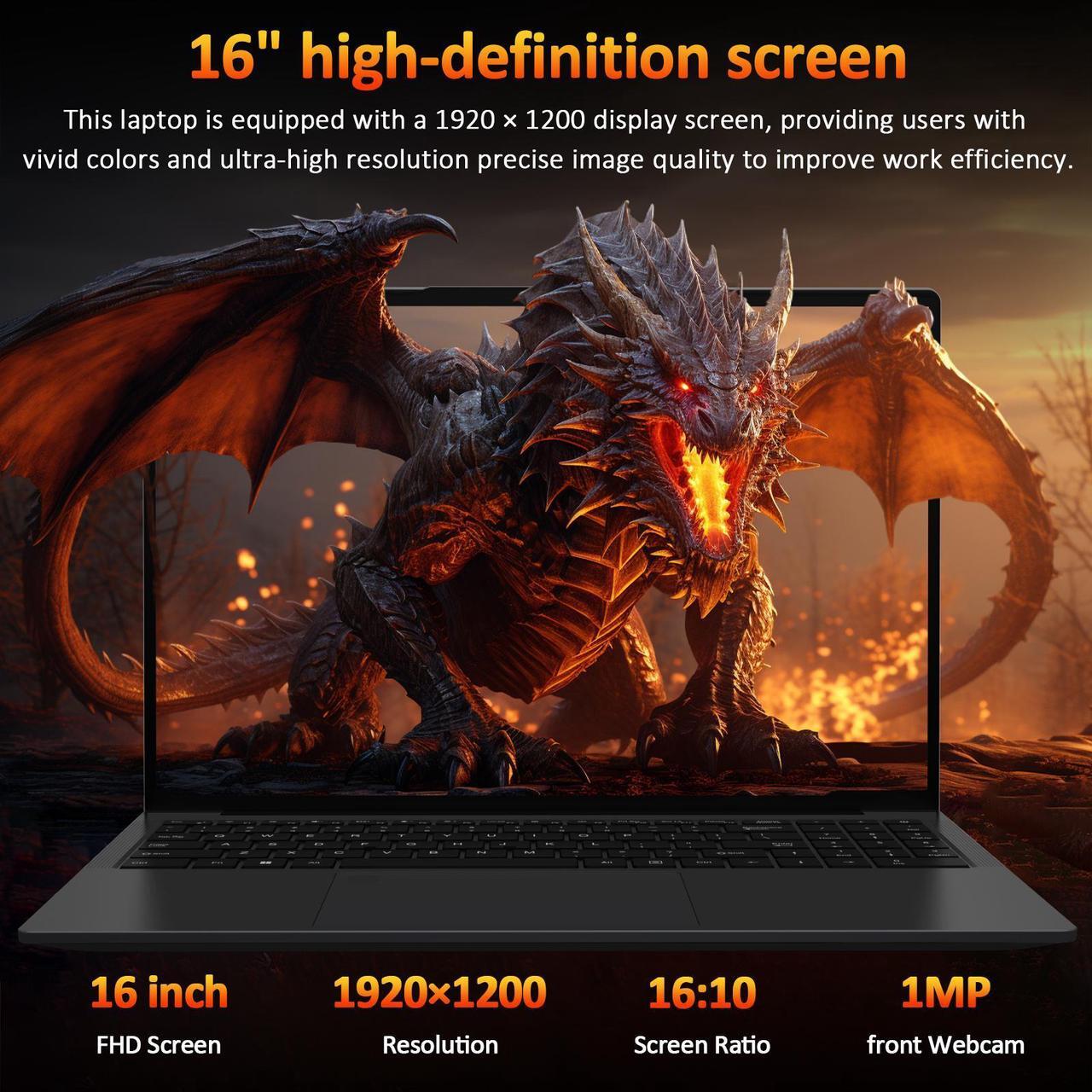 Alt view image 3 of 7 - Auusda 16" Business Laptop, Windows 11 Pro Laptop Computer, AMD Ryzen 3250U, 16GB RAM 512GB SSD, Backlight Keyboard, Fingerprint Reader, Webcam Switchprotect, USB-C, Gray