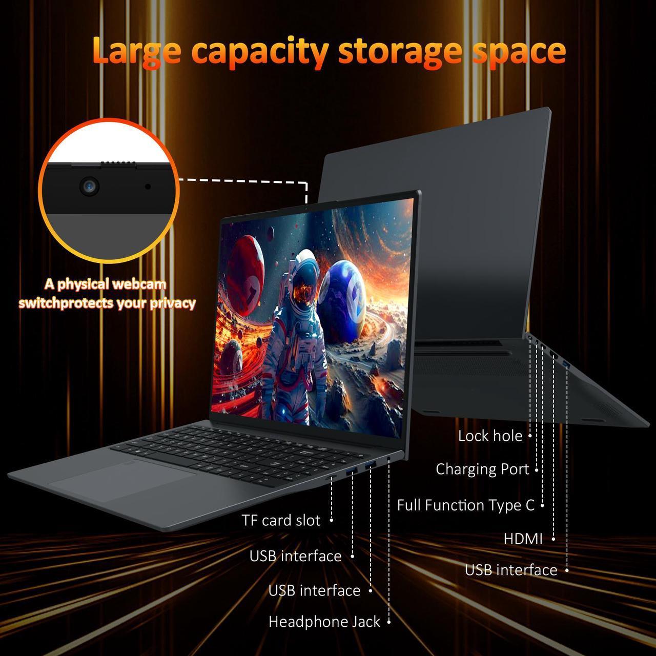 Alt view image 5 of 7 - Auusda 16" Business Laptop, Windows 11 Pro Laptop Computer, AMD Ryzen 3250U, 16GB RAM 512GB SSD, Backlight Keyboard, Fingerprint Reader, Webcam Switchprotect, USB-C, Gray