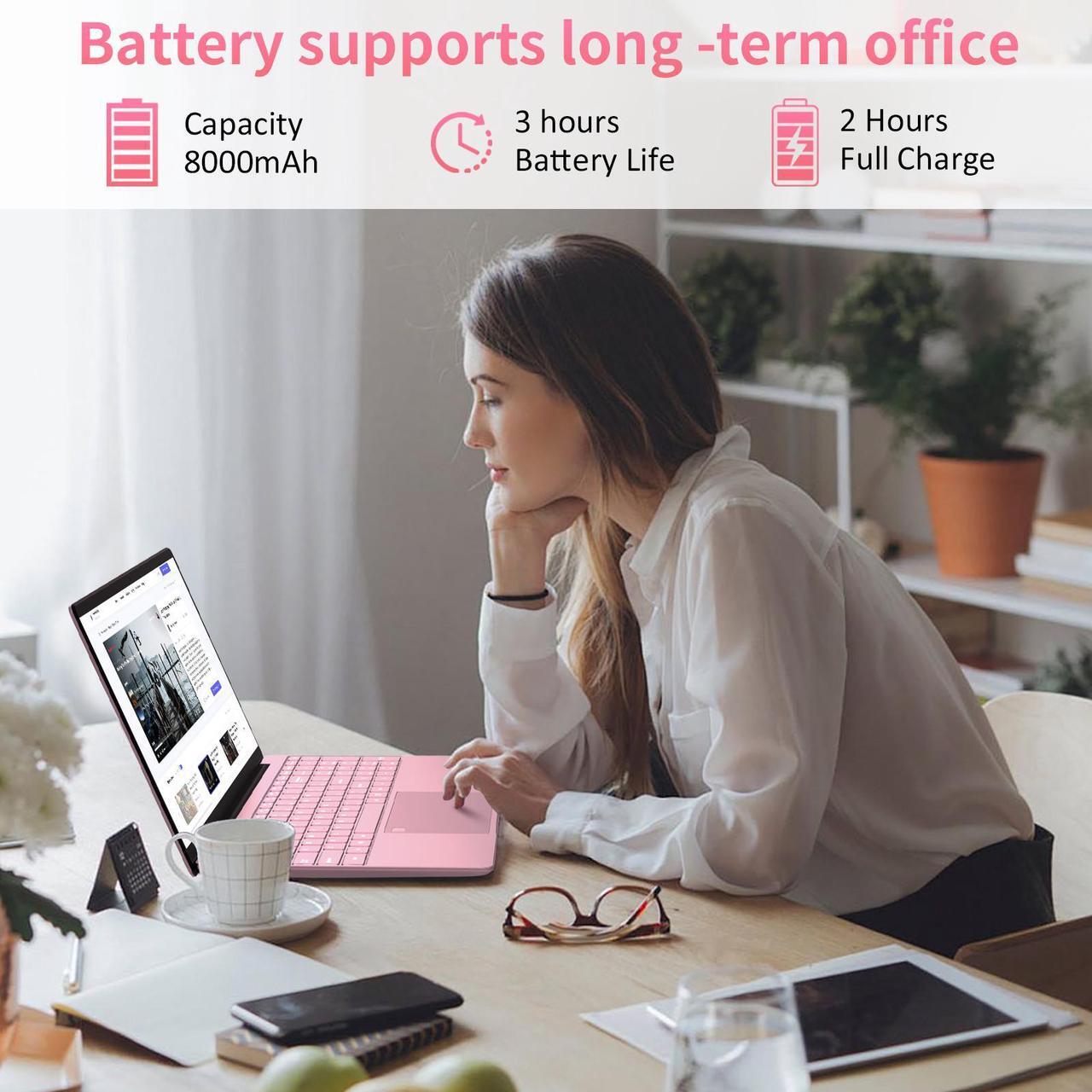 Alt view image 3 of 7 - Auusda 15.6" Laptop Computer w/16GB RAM 512GB SSD, Intel N95 2.0-3.4 GHz, Windows 11 Pro Notebook, Backlit Keyboard, Fingerprint Unlock, Pink