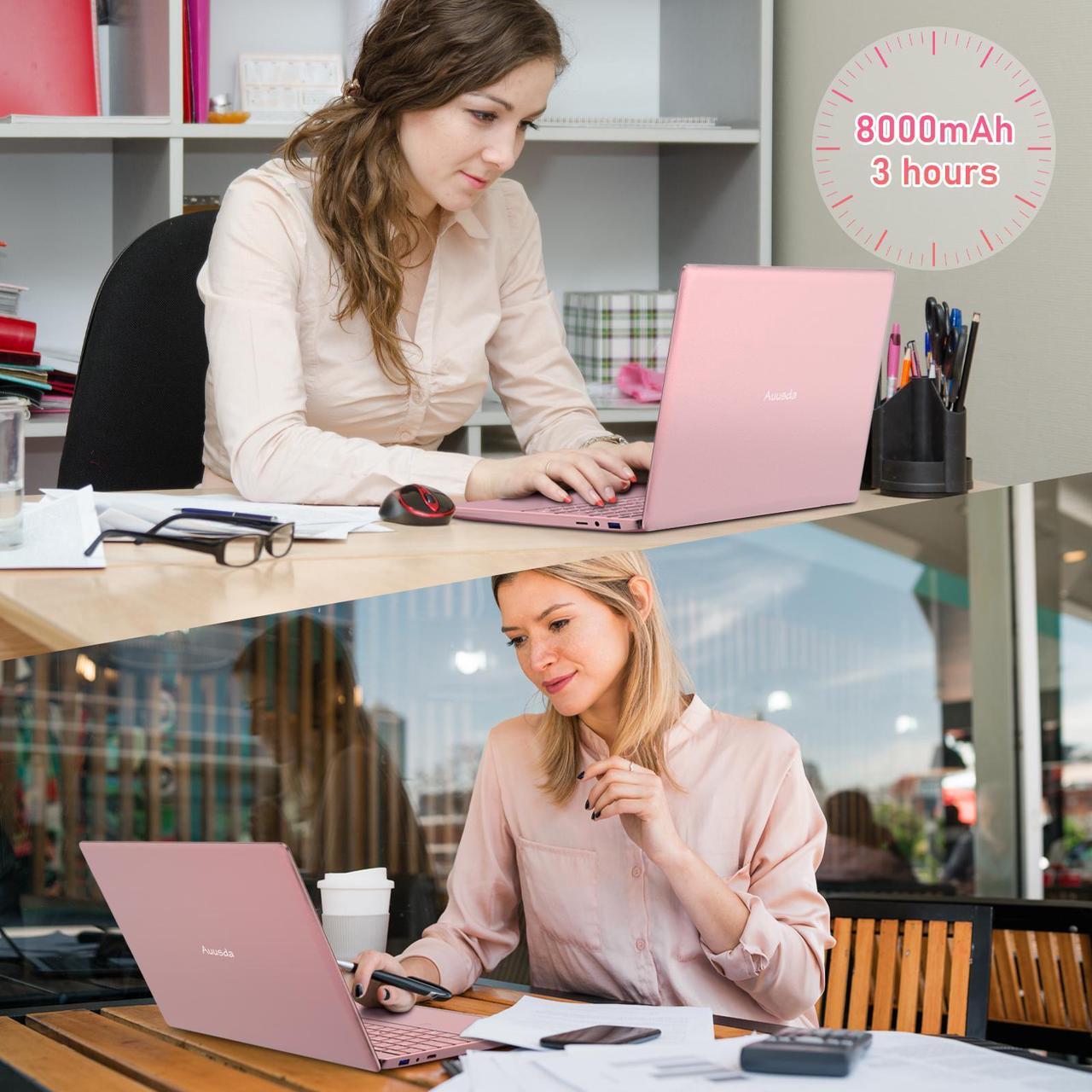 Alt view image 8 of 7 - Auusda Business Laptop, 32GB RAM 1TB SSD, Windows 11 Pro Home Computer, 15.6" 1920 x 1080 Screen, Intel N95 CPU, Backlight Keyboard, Fingerprint Reader, Pink