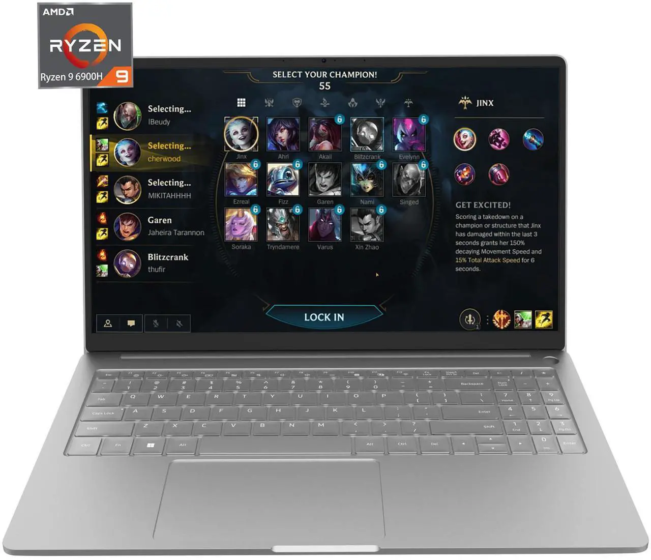 Alt view image 7 of 7 - Auusda 15.6" Gaming Laptop AMD Ryzen 9 6900HX 3.3-4.9GHz, 16GB DDR5 RAM 512GB NVMe SSD, Windows 11 Pro Computer