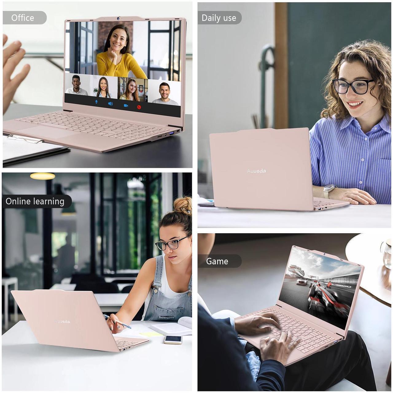 Alt view image 7 of 7 - Auusda 14.1" Windows 11 Pro Laptop, 16GB RAM 512GB SSD, Intel Celeron N5095 CPU Home Computer, Webcam Switch, Pink