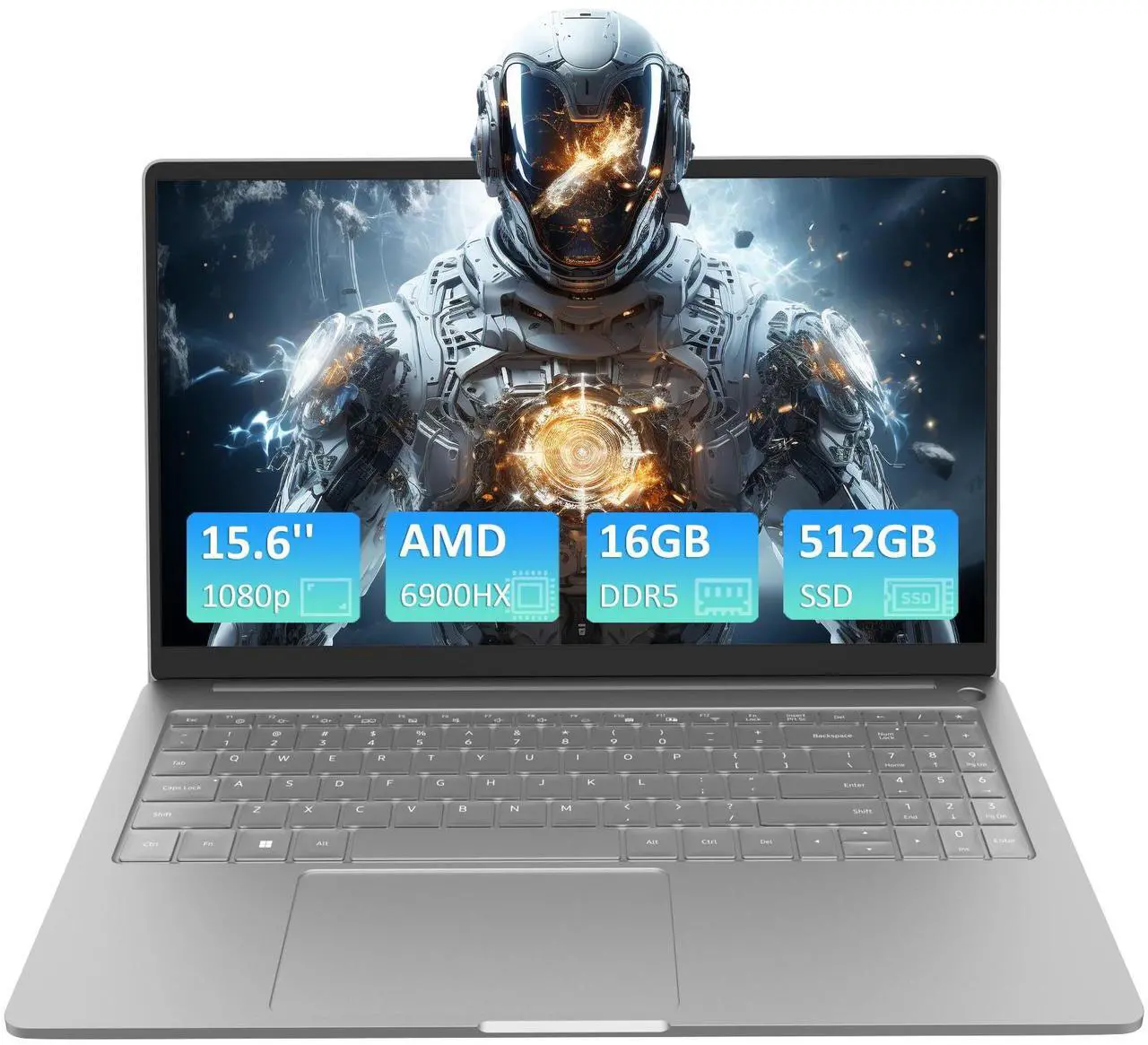 Main image of Auusda 15.6" Gaming Laptop AMD Ryzen 9 6900HX 3.3-4.9GHz, 16GB DDR5 RAM 512GB NVMe SSD, Windows 11 Pro Computer
