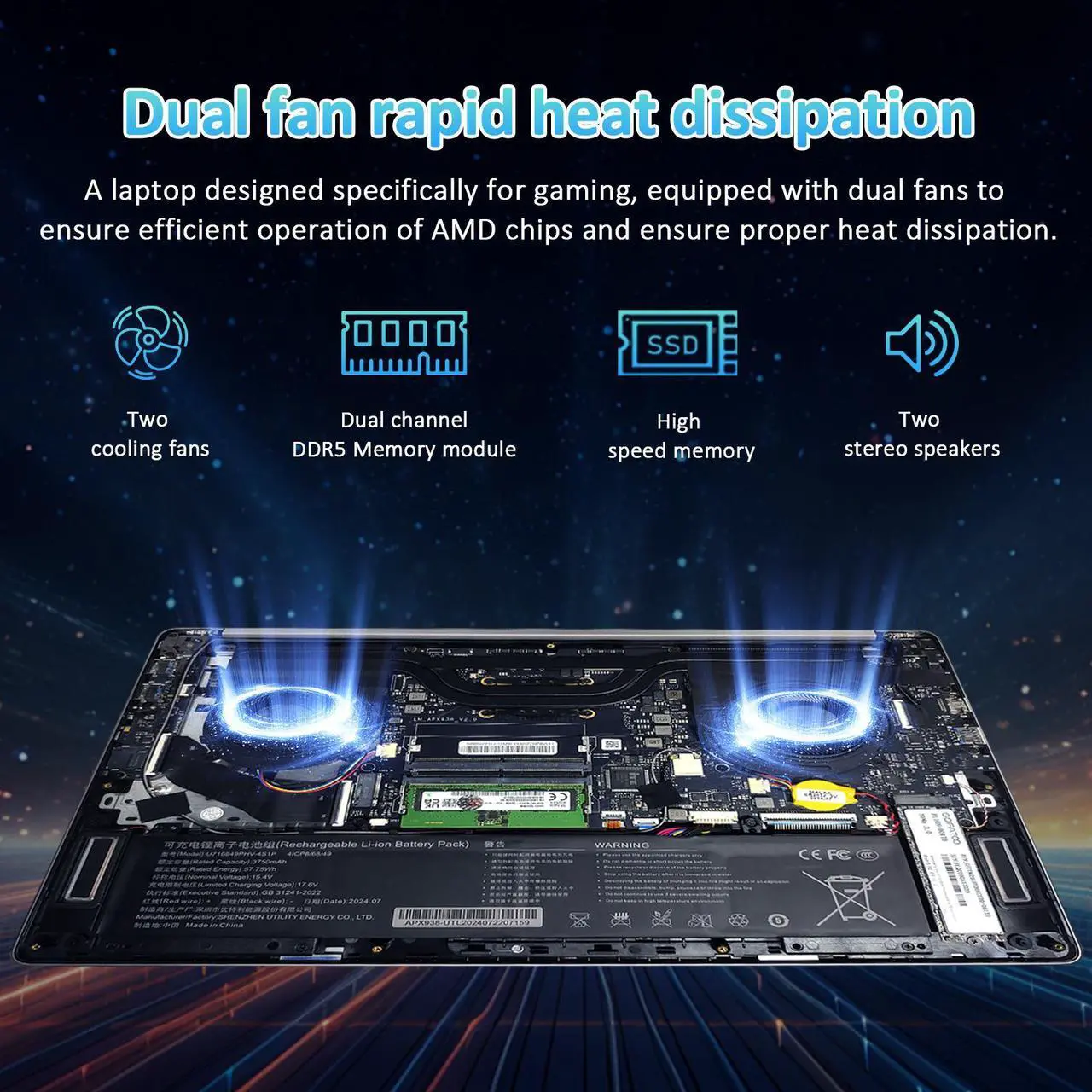 Alt view image 3 of 7 - Auusda 15.6" Gaming Laptop AMD Ryzen 9 6900HX 3.3-4.9GHz, 16GB DDR5 RAM 512GB NVMe SSD, Windows 11 Pro Computer