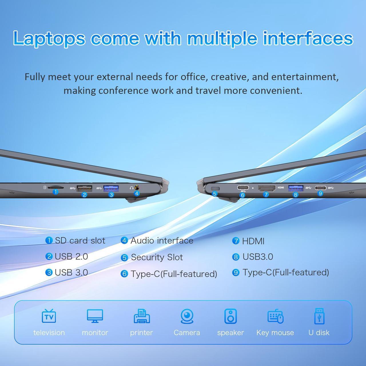 Alt view image 7 of 7 - Auusda 16" Business Laptop, Windows 11 Pro Laptop Computer, AMD Ryzen 7430U, 32GB RAM 1TB SSD, Backlight, Fingerprint, Gray