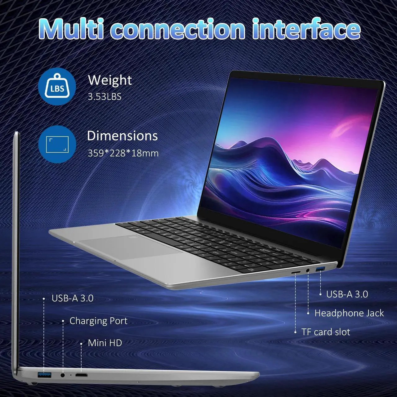 Alt view image 7 of 7 - Auusda Home Laptop, 16GB RAM 512GB SSD, Windows 11 Pro Computers, 15.6" 1080p Screen, Intel N150 CPU, Backlight Keyboard, Fingerprint Reader, Silver