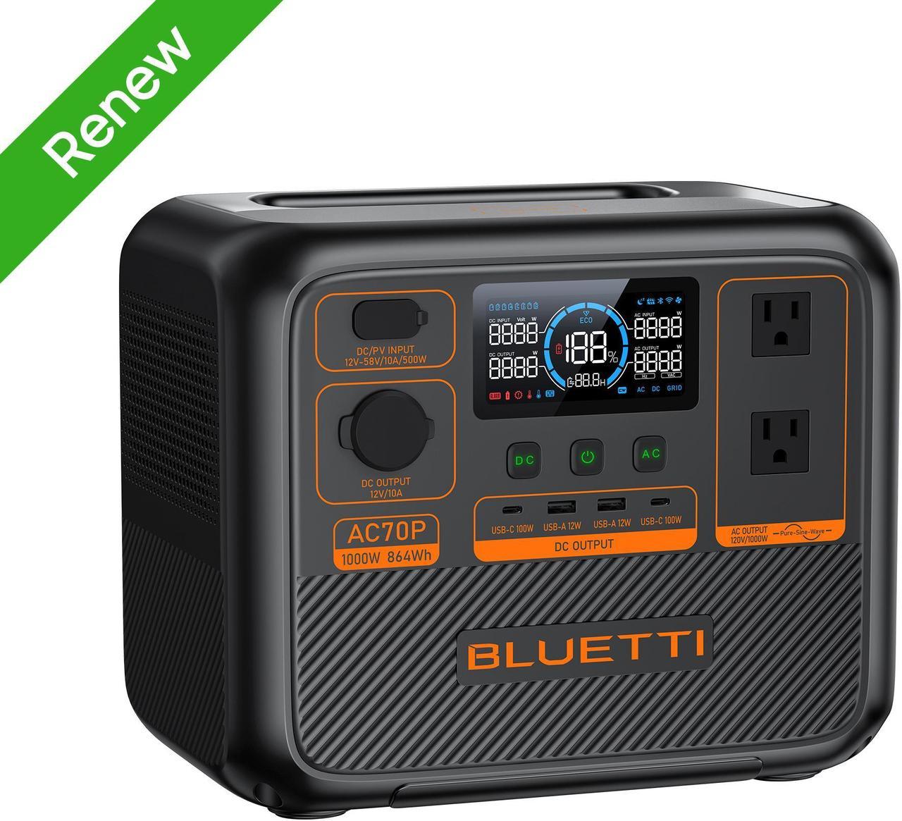 BLUETTI AC70P Portable Power Station | 1000W 864Wh