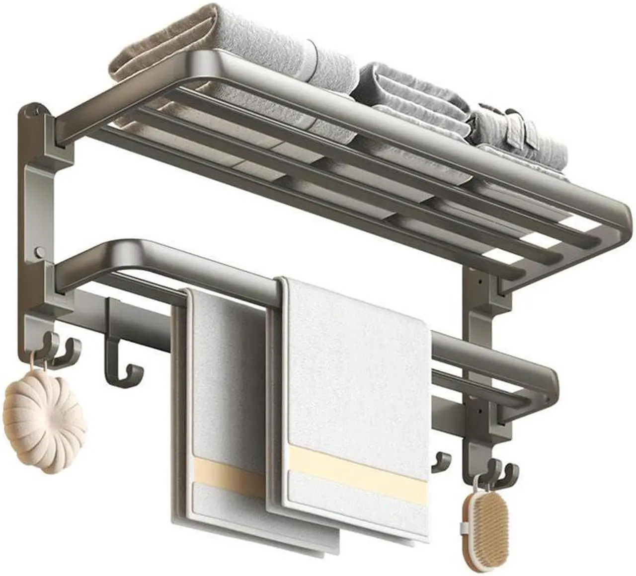 Main image of Bathroom towel rack, punch-free storage rack, double layer