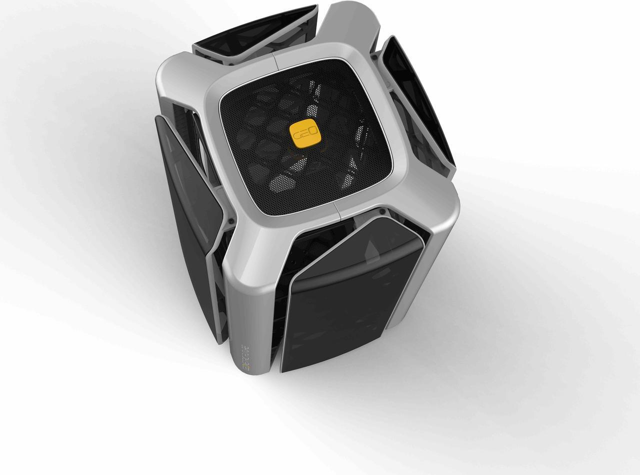 Alt view image 6 of 7 - Geometric Future M2 The ARK Glass Gray, High Airflow Open Frame, mATX/Mini ITX Gaming Case, Crystal Coating, Support 350mm GPU, ATX PSU, Type C Hub, 360 Radiator, GEO-M2-GG (PC Case ONLY)