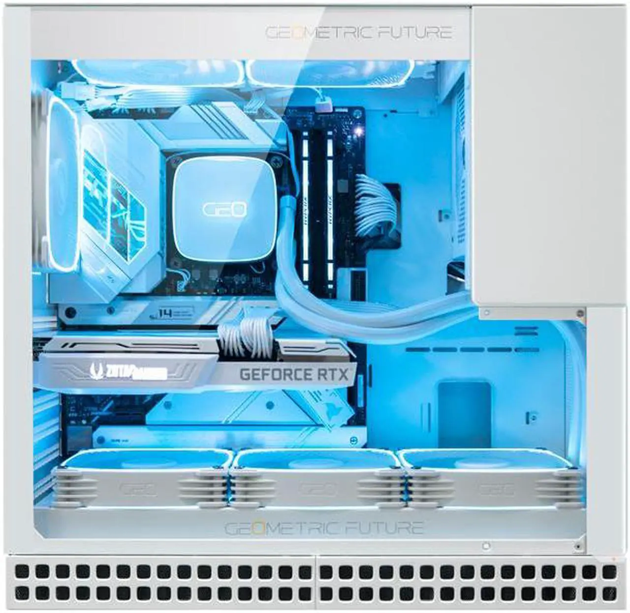 Alt view image 7 of 7 - Geometric Future M4 King Arthur White mid/Mini Tower, E-ATX/ATX Gaming Case, Glass/ 1.2mm Steel, Vertical Air Tunnel Design, Type C, 360/240 Radiator, Vertical GPU Mount, GEO-M4-KAW(PC Case ONLY)