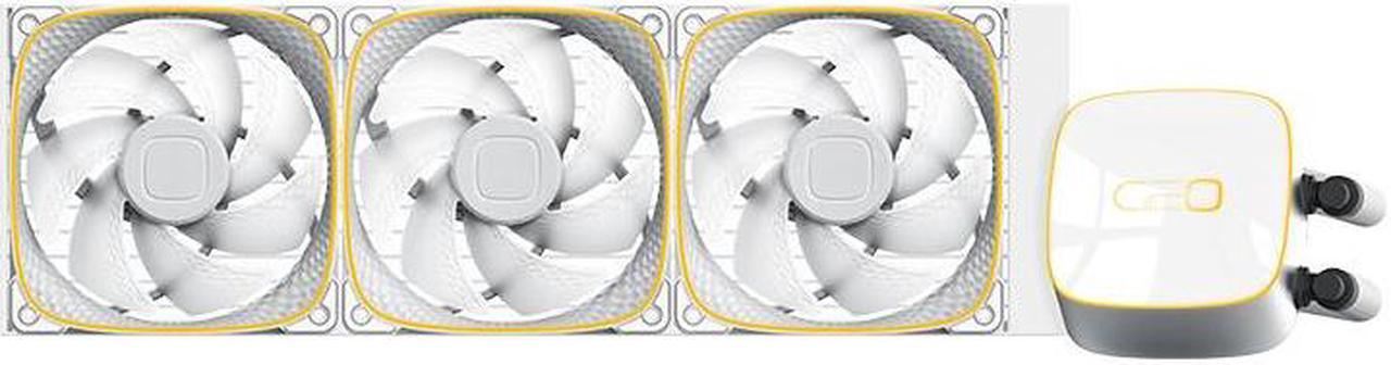 Alt view image 3 of 6 - Geometric Future Eskimo Junior - 360mm AIO CPU Liquid Cooler- Three RGB Squama 2503W Fan- Intel® LGA 1700, 1200, 115X, 2066, AMD® AM5, AM4 - White- GEO-EJ-36W