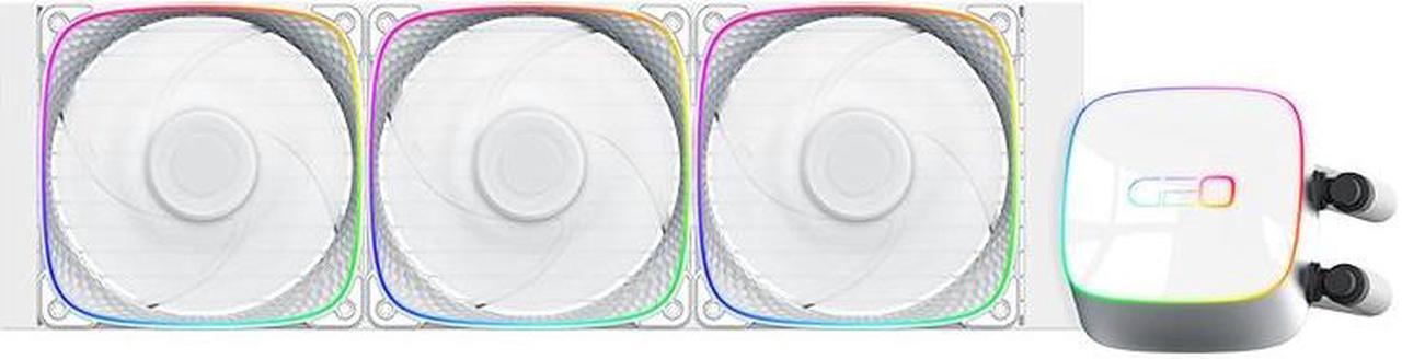 Alt view image 4 of 6 - Geometric Future Eskimo Junior - 360mm AIO CPU Liquid Cooler- Three RGB Squama 2503W Fan- Intel® LGA 1700, 1200, 115X, 2066, AMD® AM5, AM4 - White- GEO-EJ-36W