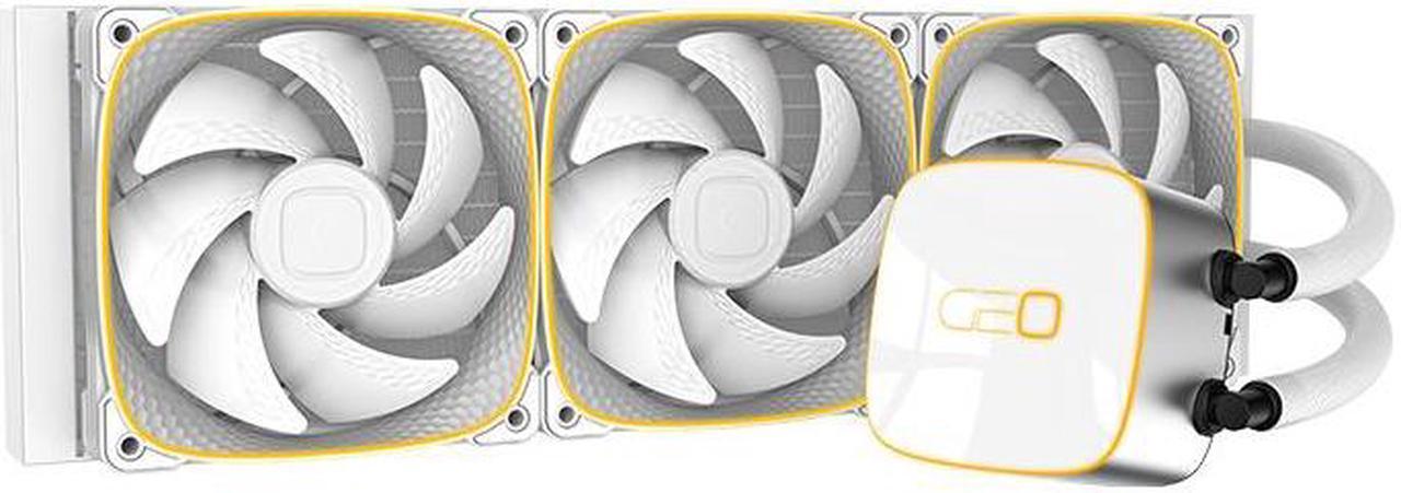 Alt view image 5 of 6 - Geometric Future Eskimo Junior - 360mm AIO CPU Liquid Cooler- Three RGB Squama 2503W Fan- Intel® LGA 1700, 1200, 115X, 2066, AMD® AM5, AM4 - White- GEO-EJ-36W