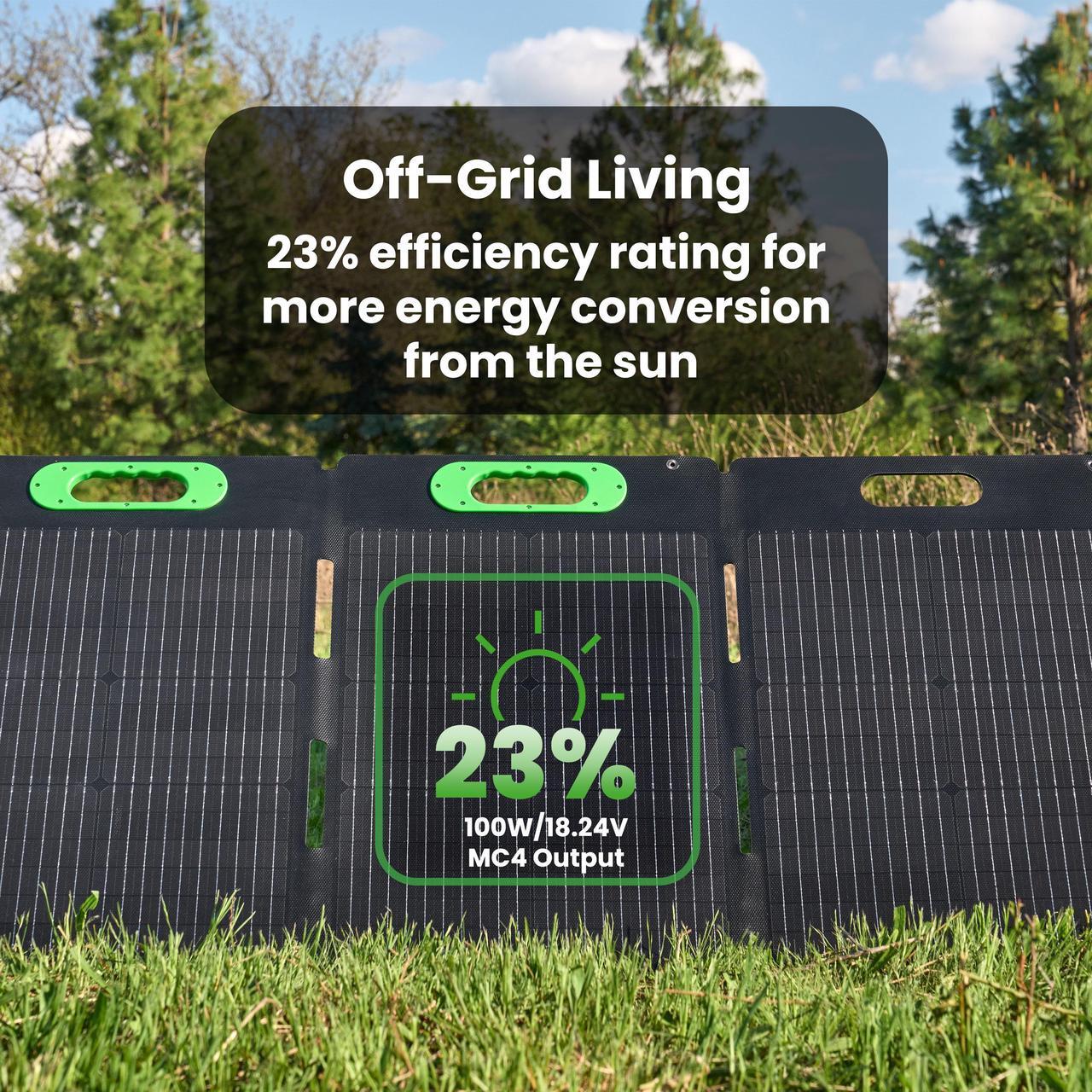 Alt view image 3 of 8 - Yoshino SP100 Foldable 100W Monocrystalline Portable Solar Panel for Electric Solar Generators, Water-Resistant IP67, Off-Grid, Camping, RV