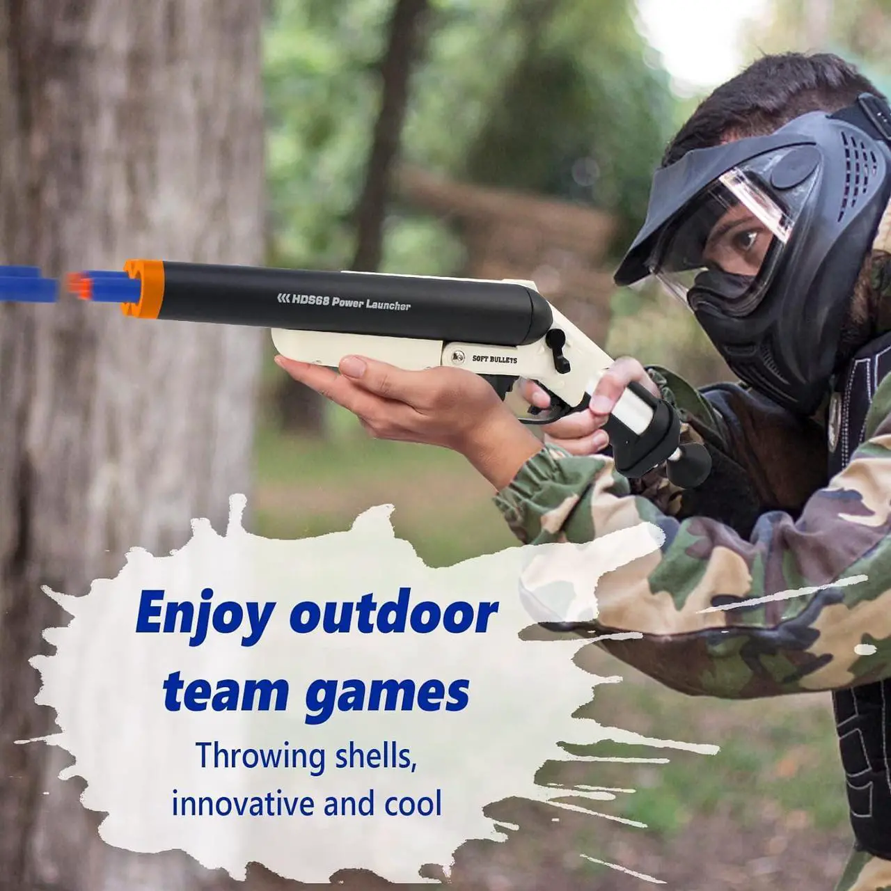 Alt view image 6 of 6 - Toy Foam Blaster,Double Barrel Toy Foam Blaster Shell Ejecting Foam Dart Blaster with 20pcs Soft Foam Darts for Outdoor Games Kids Gift (Black)