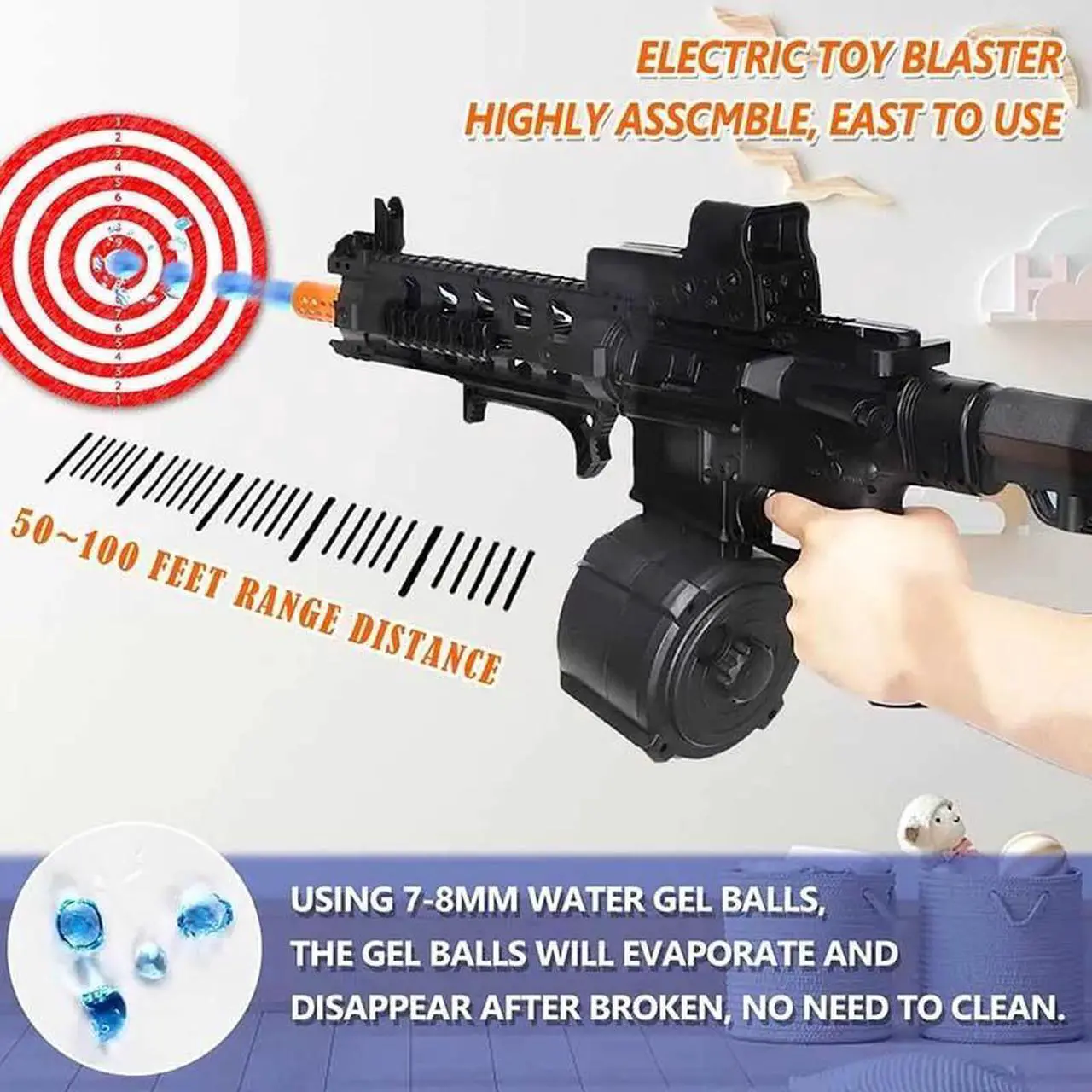 Alt view image 3 of 5 - Zhenduo STD 5S Gel Ball Blaster Toy Outdoor Game Electric Splatter Ball Blaster Water Bead Blaster Burst Gel Balls for Adults