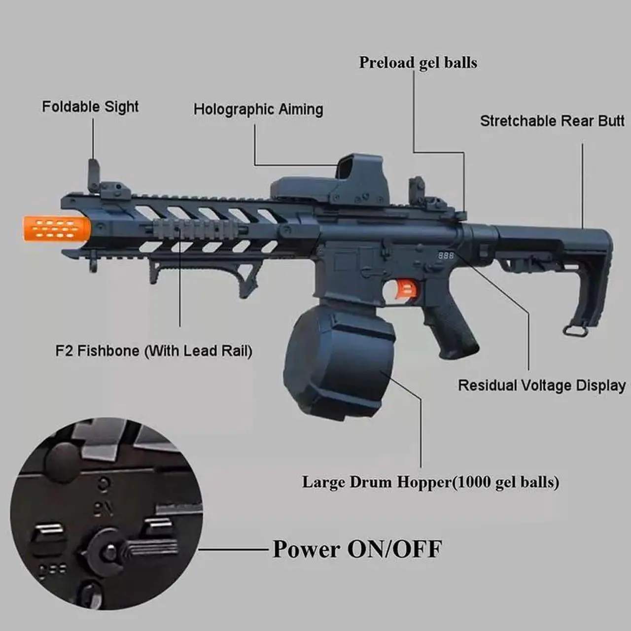 Alt view image 5 of 5 - Zhenduo STD 5S Gel Ball Blaster Toy Outdoor Game Electric Splatter Ball Blaster Water Bead Blaster Burst Gel Balls for Adults