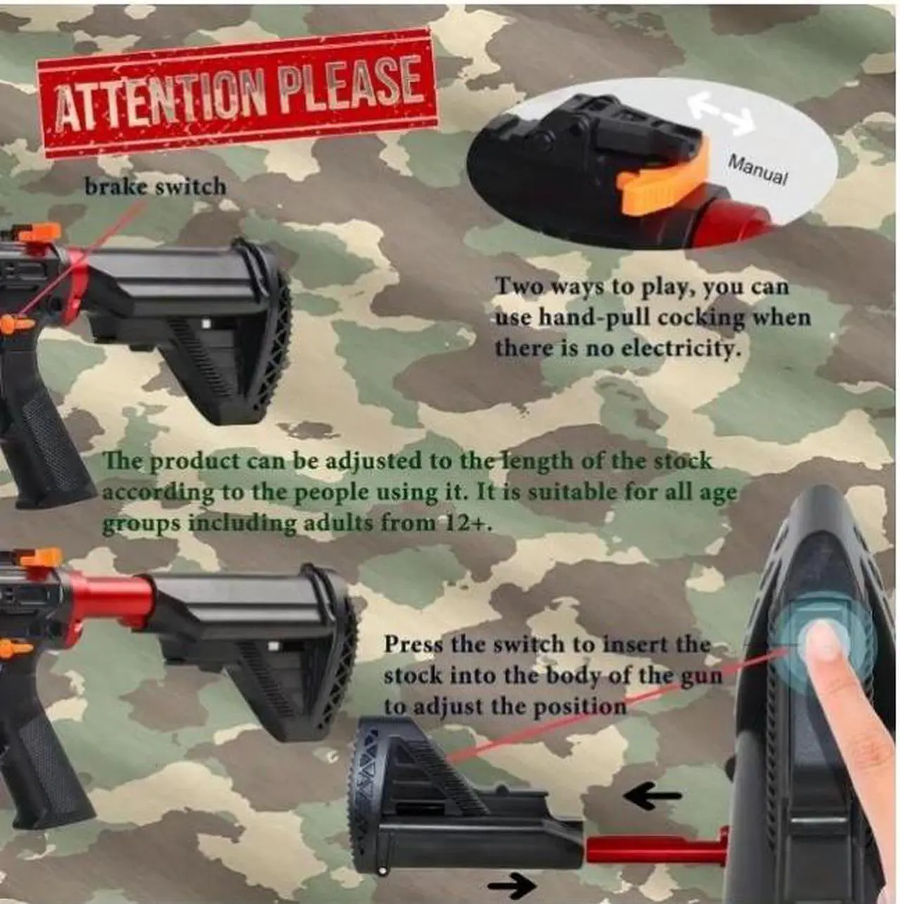 Alt view image 2 of 3 - zhenduo M4 Electric Gel Ball [7.4v High Speed Upgrade] Toy Rifle-WH28B-1