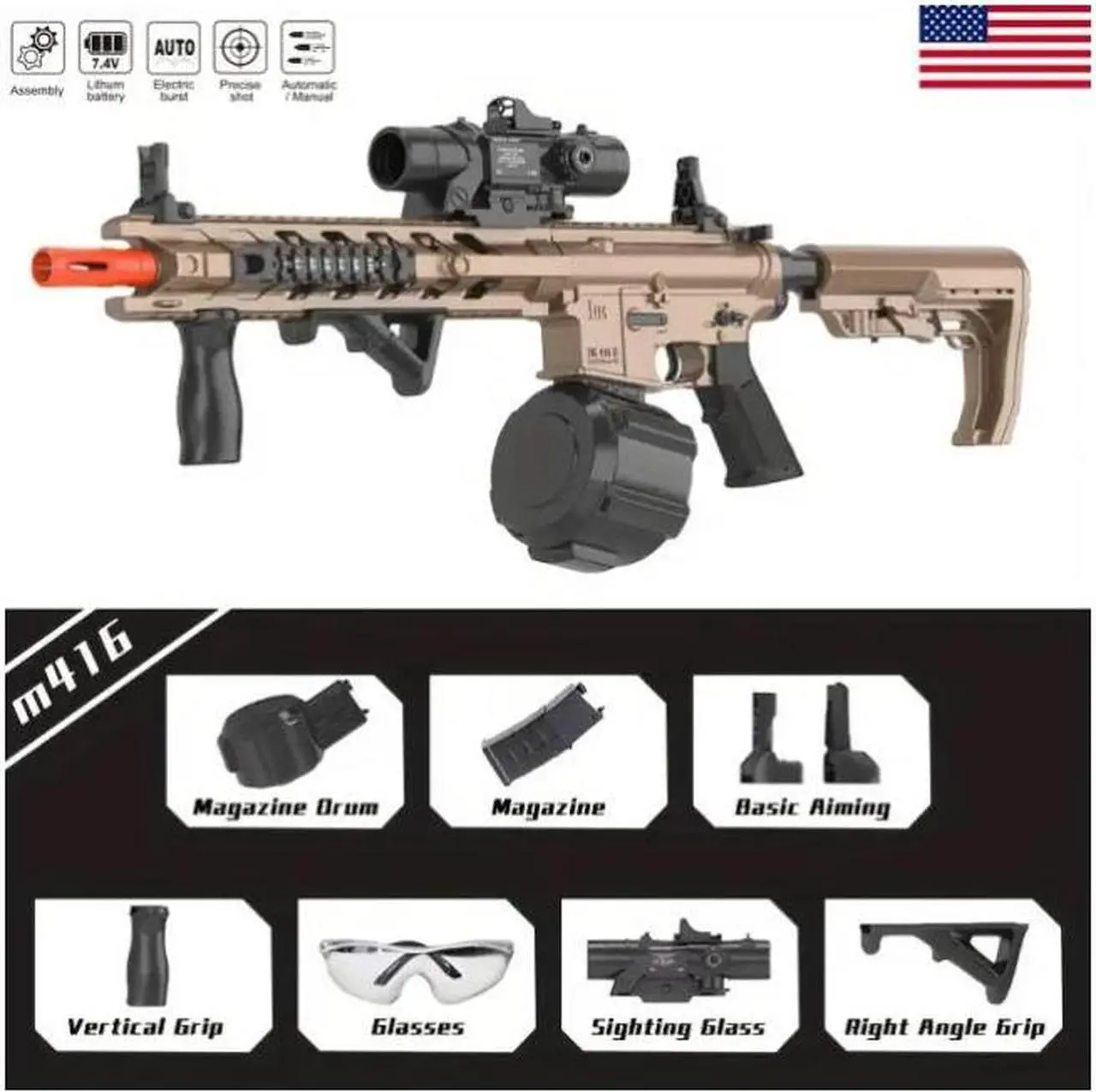 Main image of zhenduo M4 Electric Gel Ball [7.4v High Speed Upgrade] Toy Rifle-WH28B-4( US Stock)