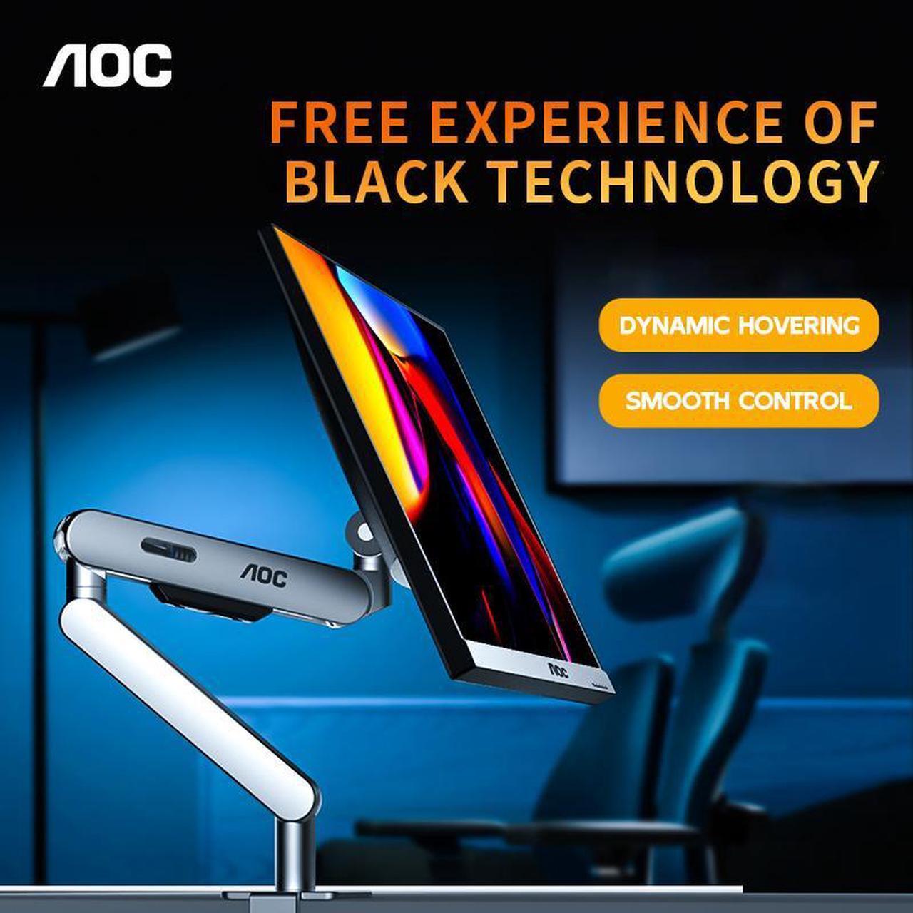 Alt view image 6 of 7 - AOC Single Monitor Desk Mount 17"-34" Inch Weight up to 19.8 lbs Screen Bracket Adjustable 360° Rotation AM400B Black