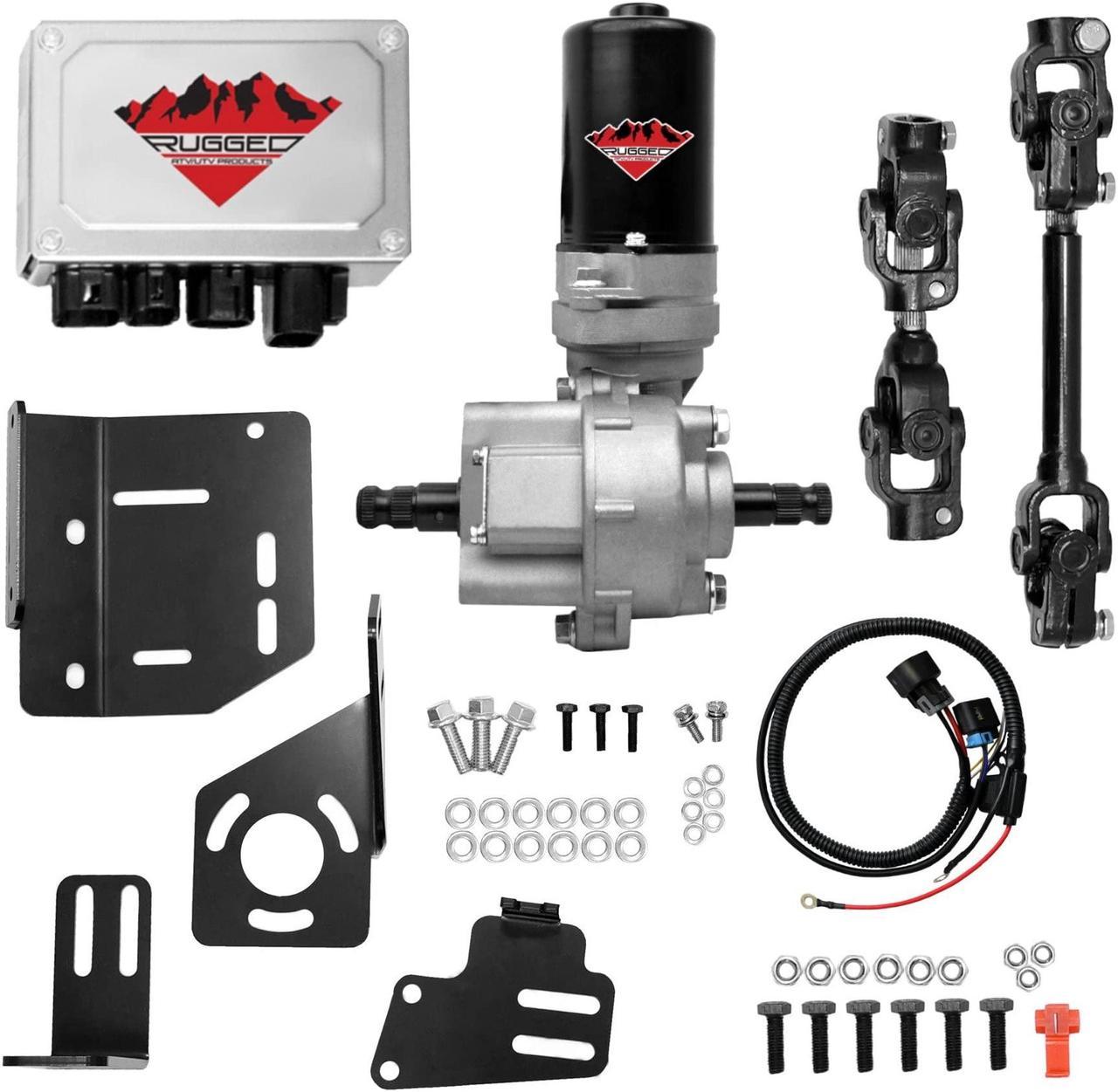 Rugged Front Electric Power Steering Kit for Polaris Ranger 500/700, Not A Bolt-on System, Gets Rid Wheel Jerk/Bump Steer, Model With Parking Brake On Right Side (See Fitment Details in Description)